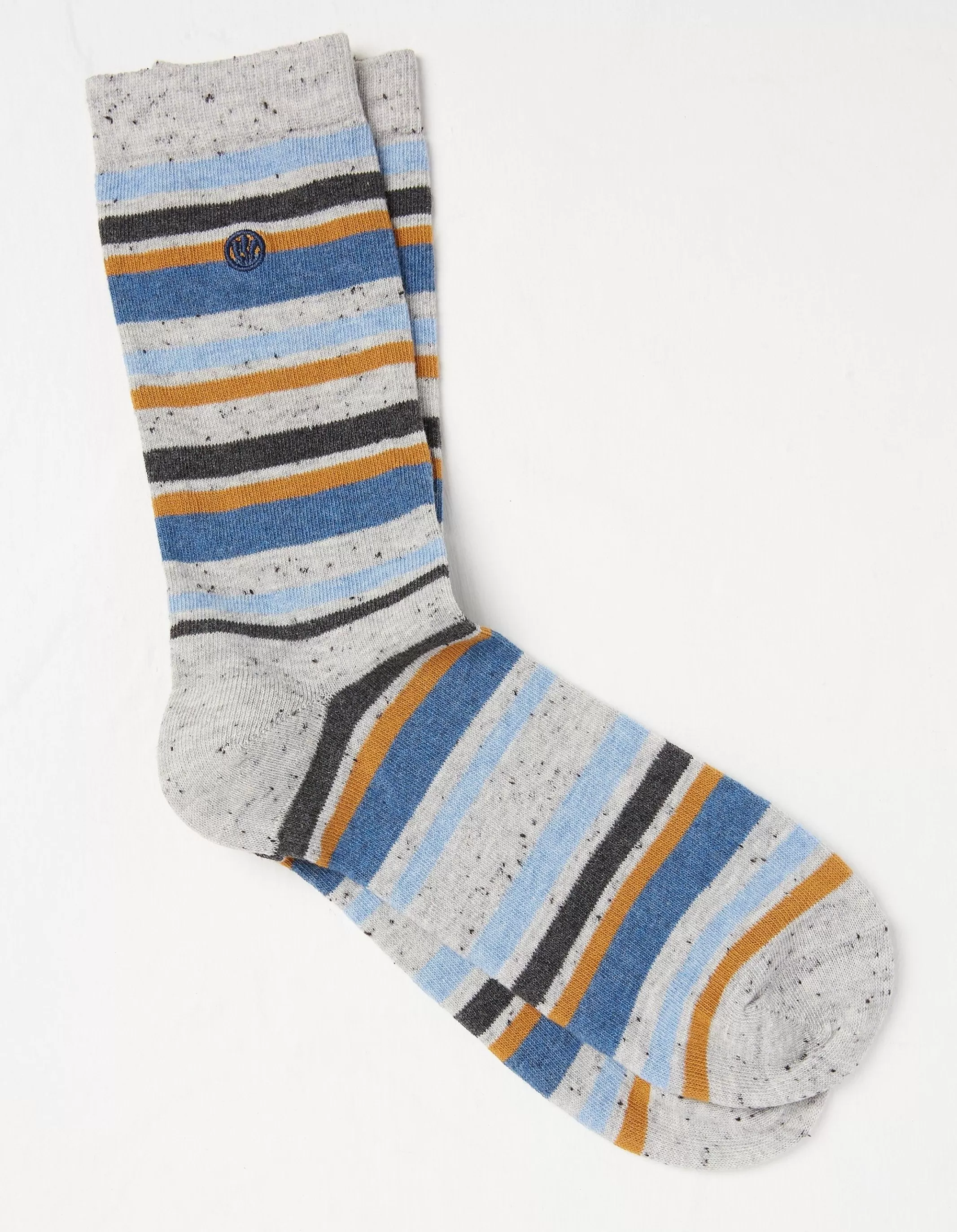 Hot FatFace 1 Pack Andrew Stripe Socks Light Grey Marl