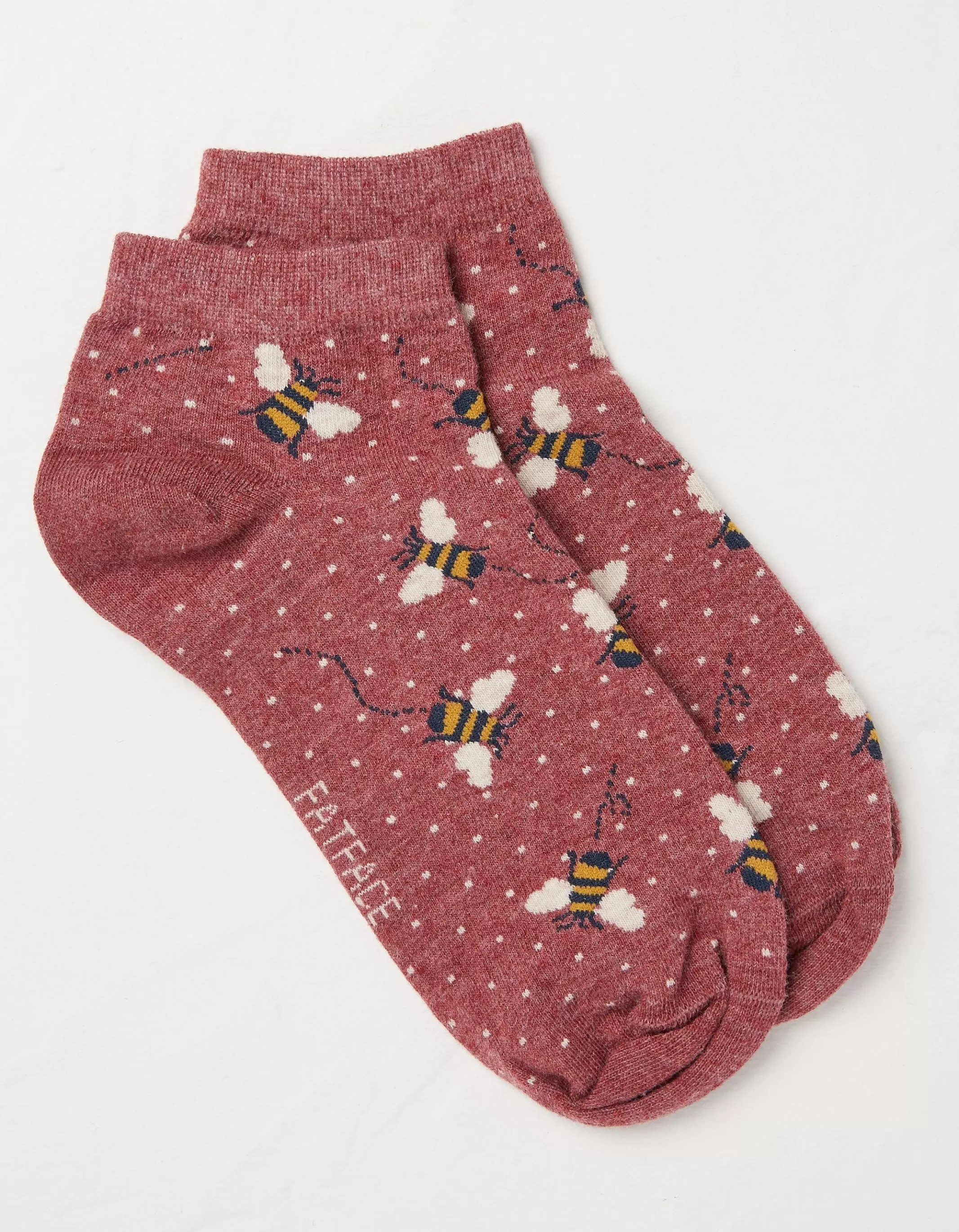 Fashion FatFace 1 Pack Bee Spot Trainer Socks Burgundy Marl