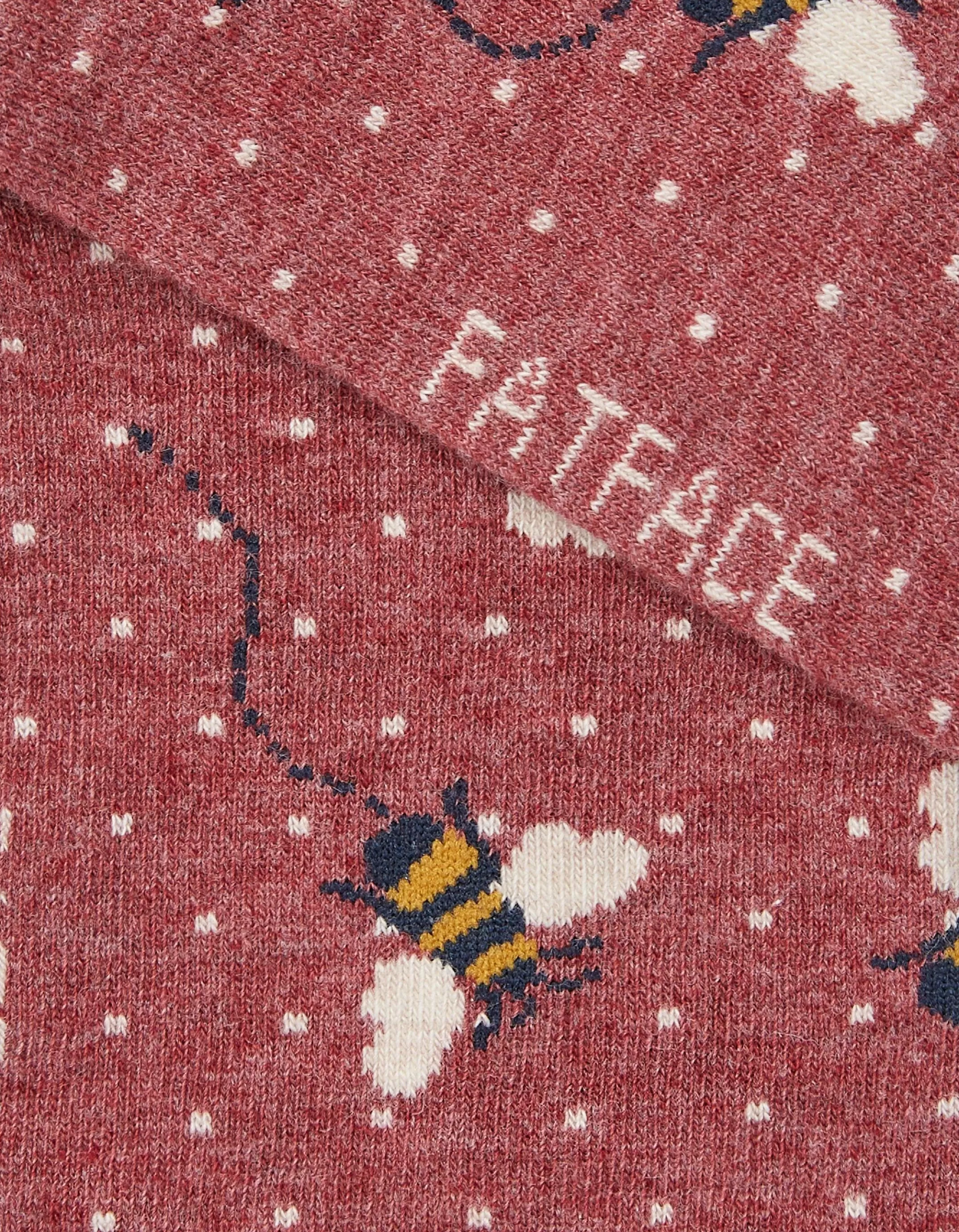 Fashion FatFace 1 Pack Bee Spot Trainer Socks Burgundy Marl