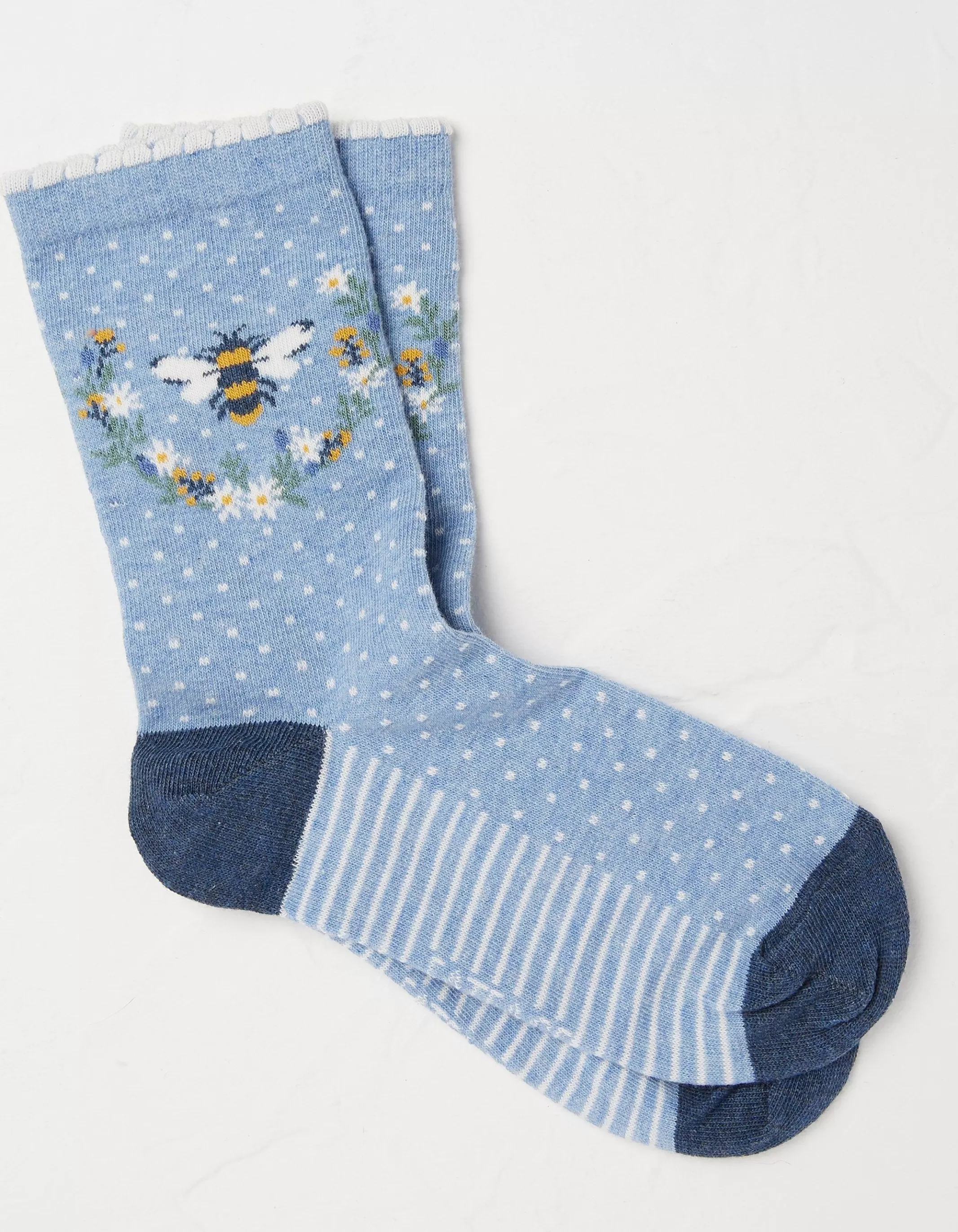 Online FatFace 1 Pack Bee Wreath Socks Light Blue Marl
