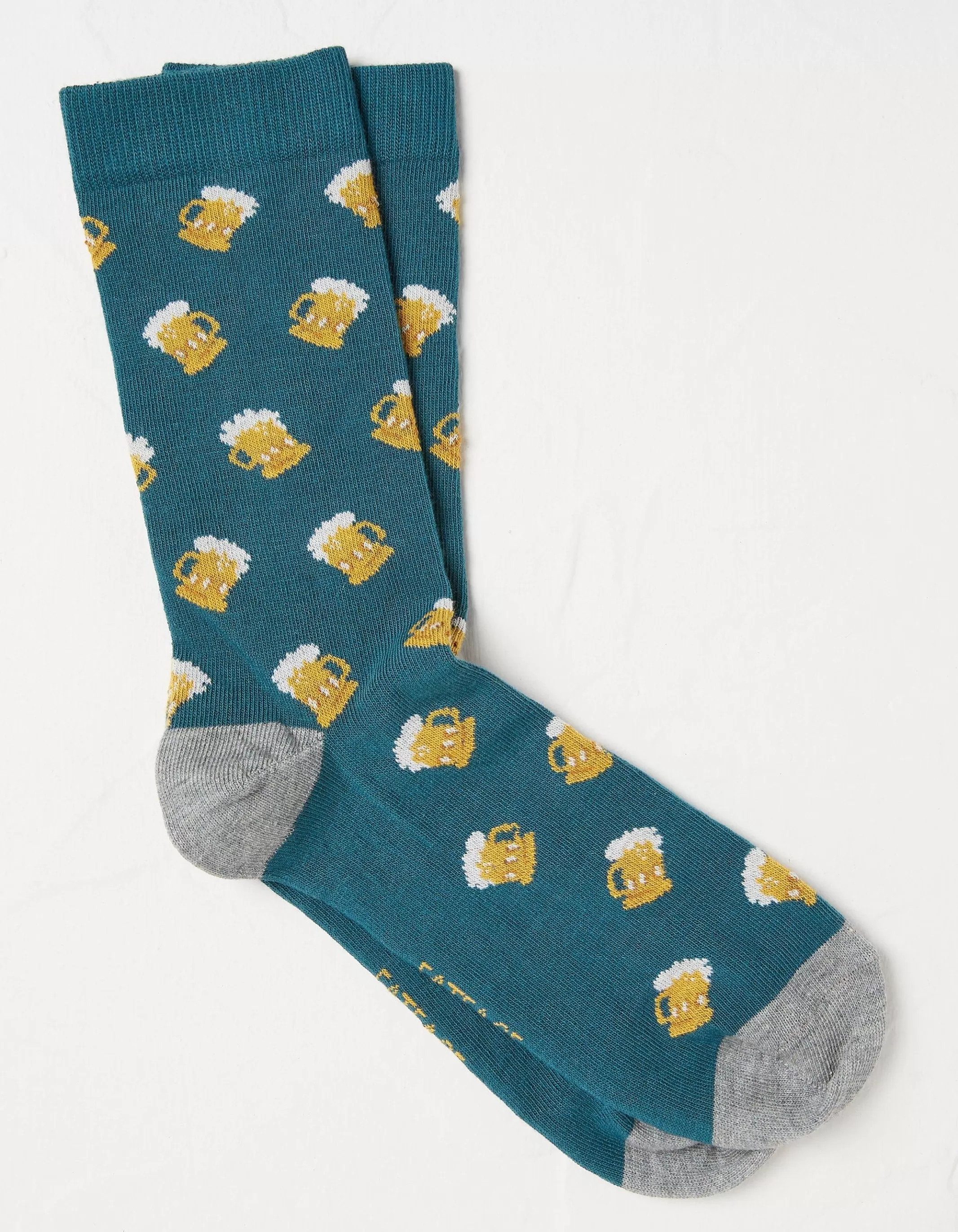 Outlet FatFace 1 Pack Beer Socks Teal Green