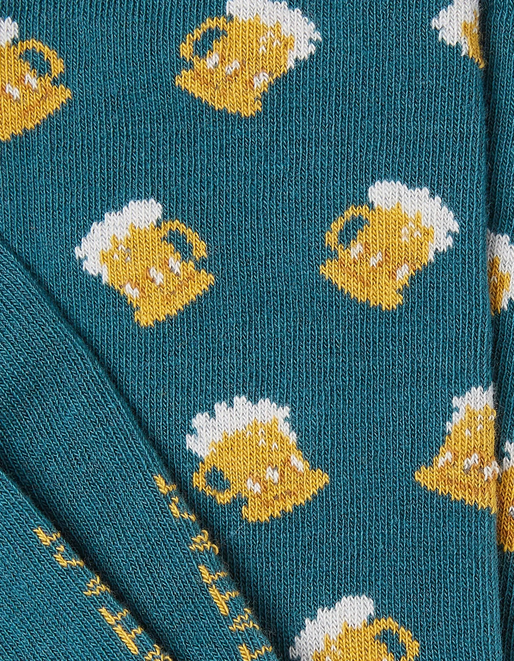 Outlet FatFace 1 Pack Beer Socks Teal Green