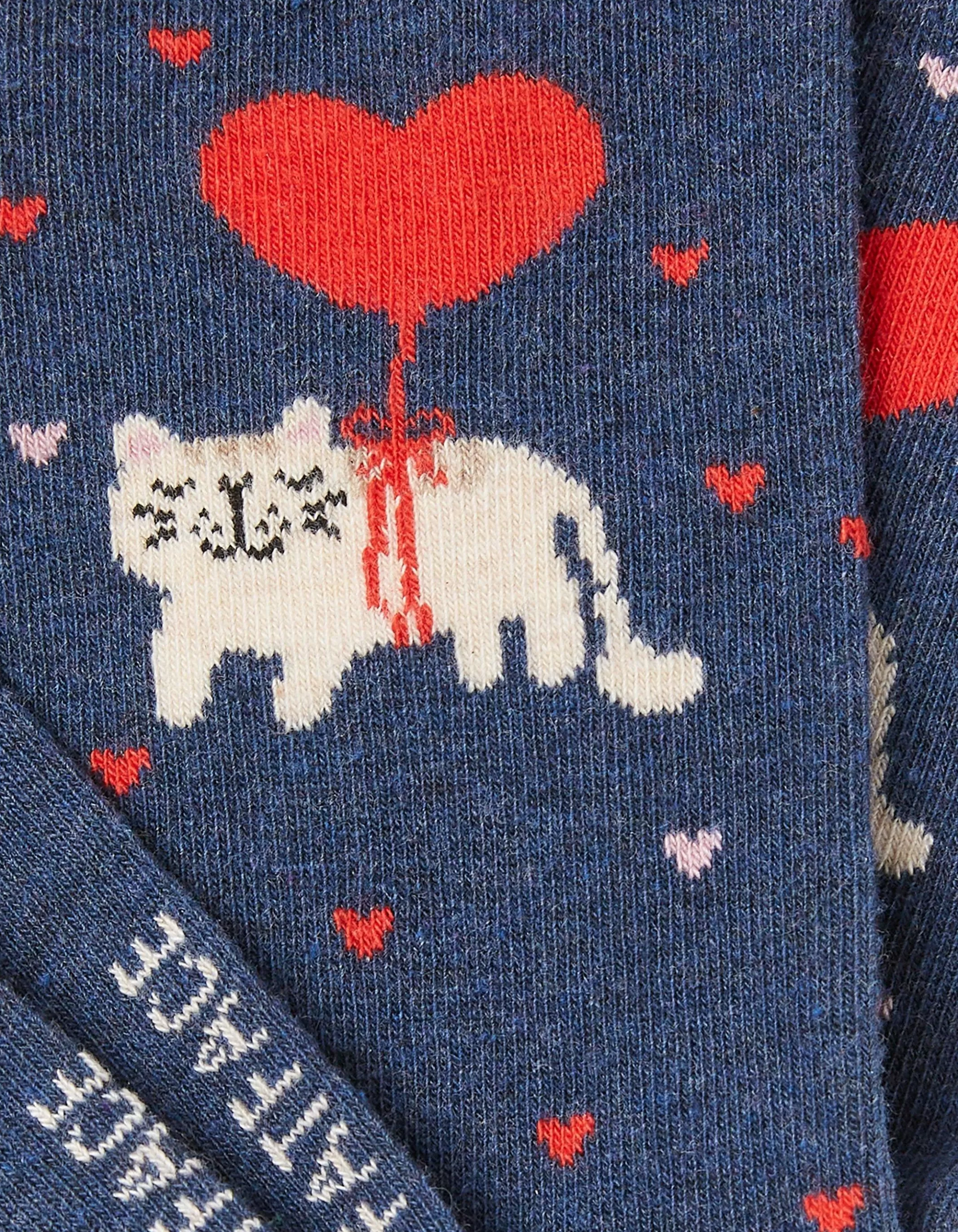 New FatFace 1 Pack Cat Balloon Socks Navy