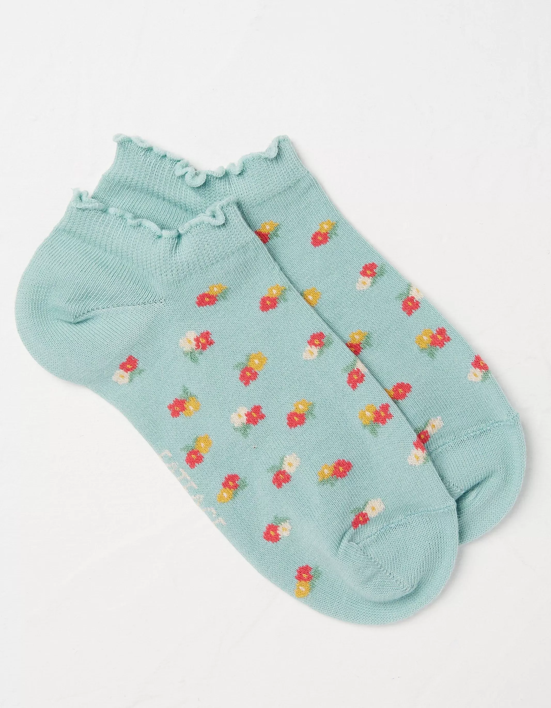 Flash Sale FatFace 1 Pack Ditsy Floral Trainer Socks Green Haze