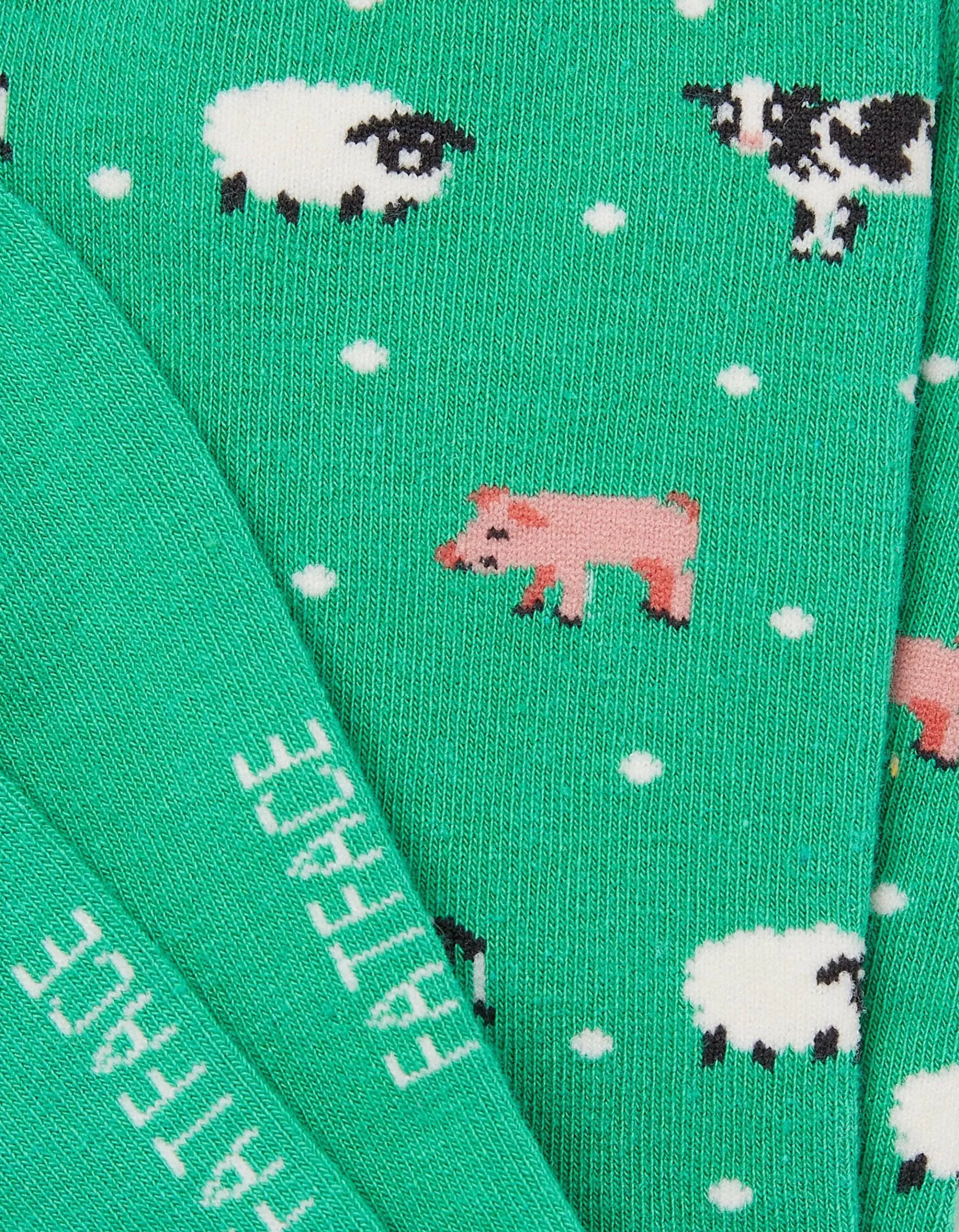 Clearance FatFace 1 Pack Farm Animal Socks Emerald Green