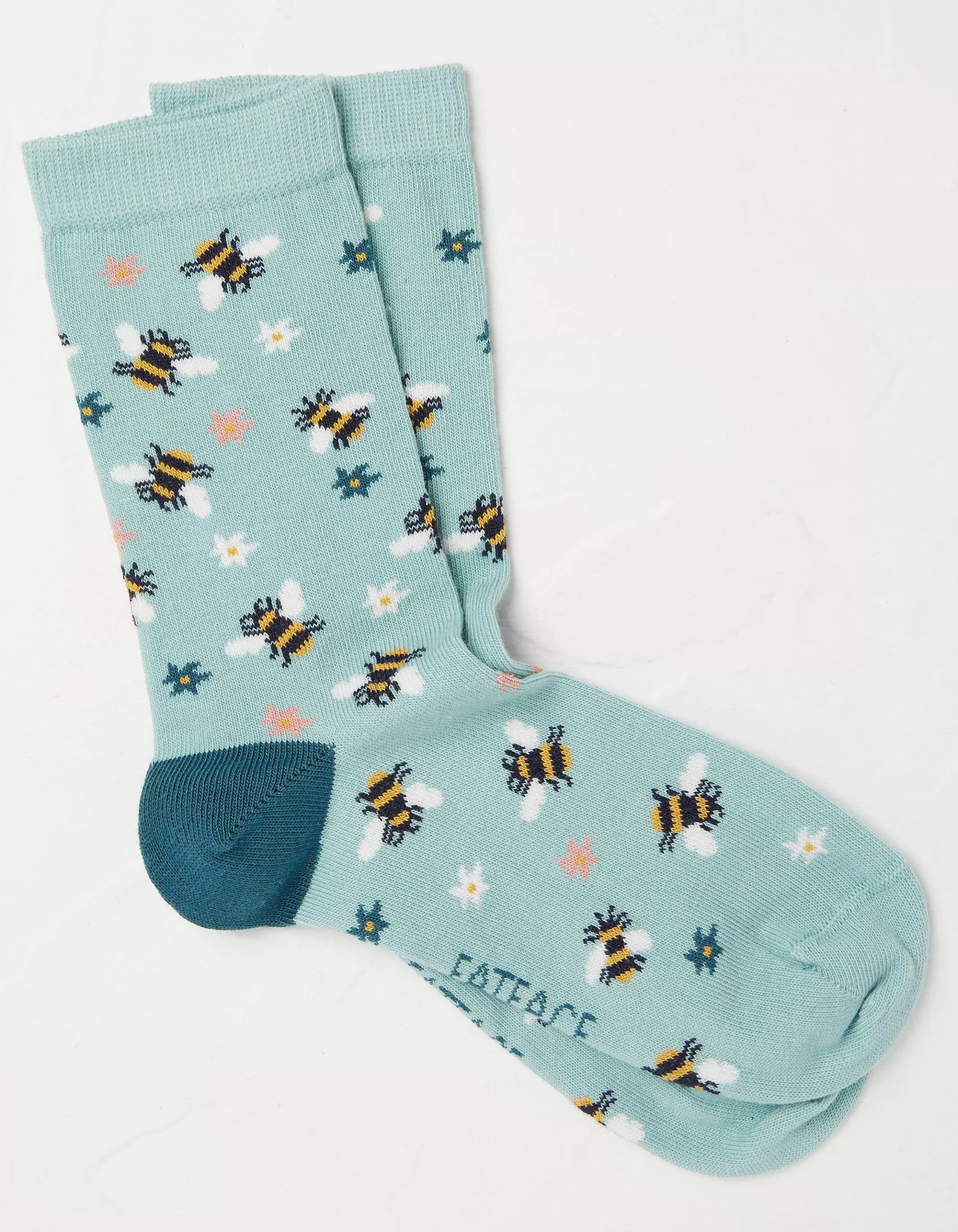 Clearance FatFace 1 Pack Floral Bee Socks Green Haze