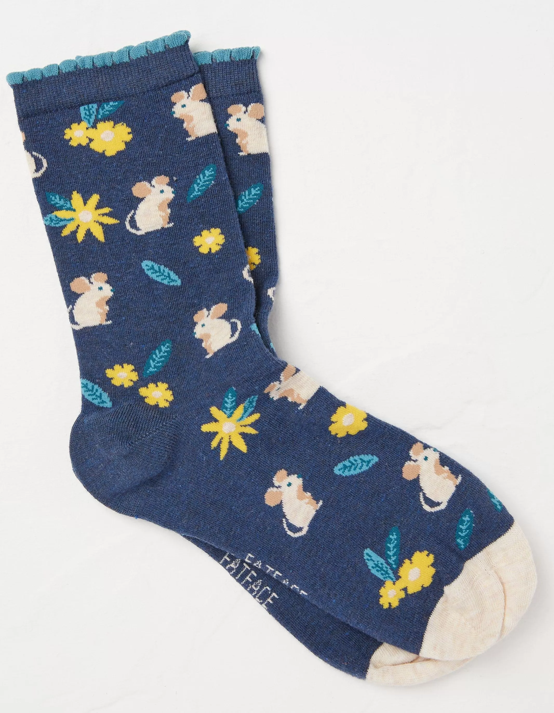 Cheap FatFace 1 Pack Floral Mouse Socks Navy