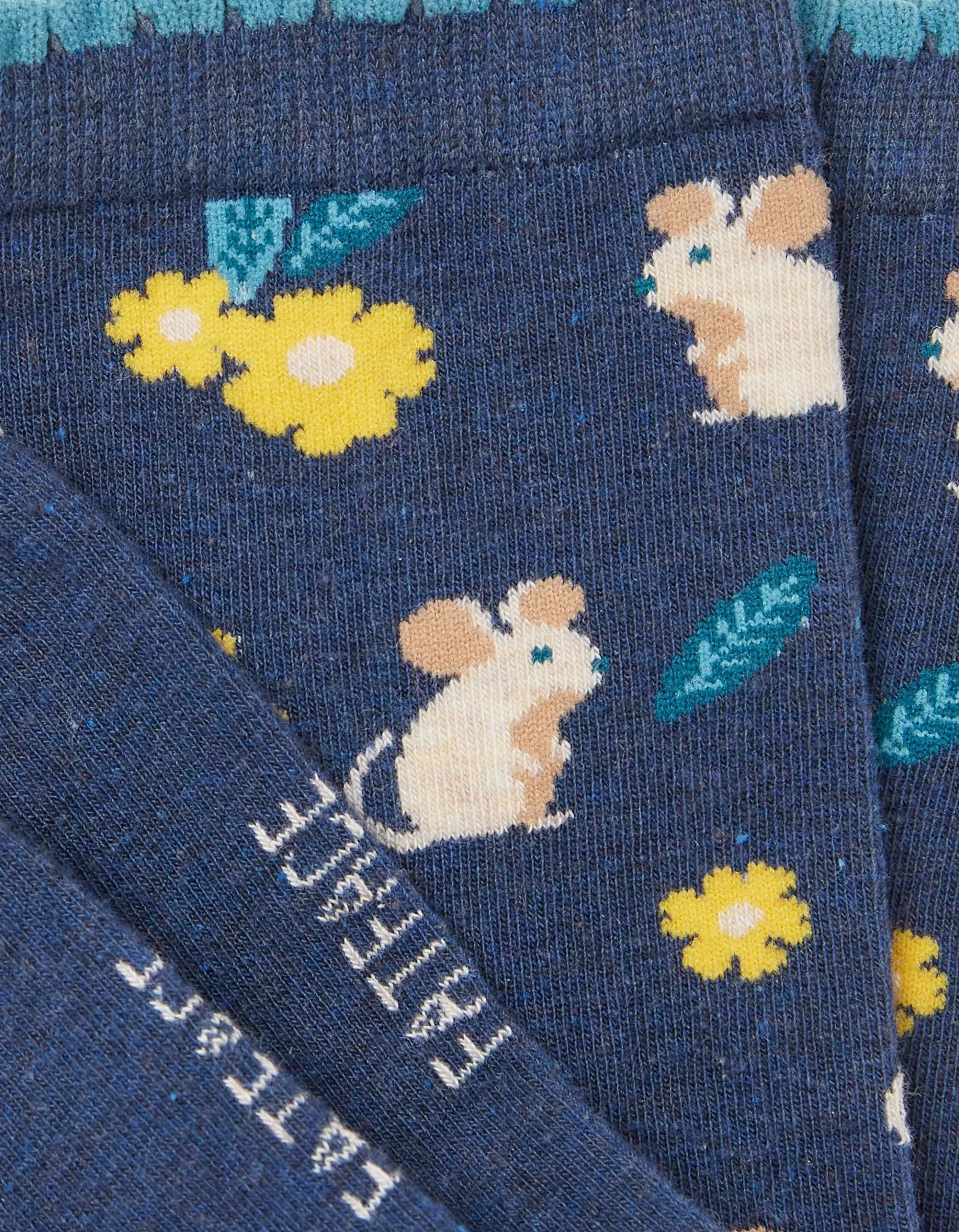 Cheap FatFace 1 Pack Floral Mouse Socks Navy