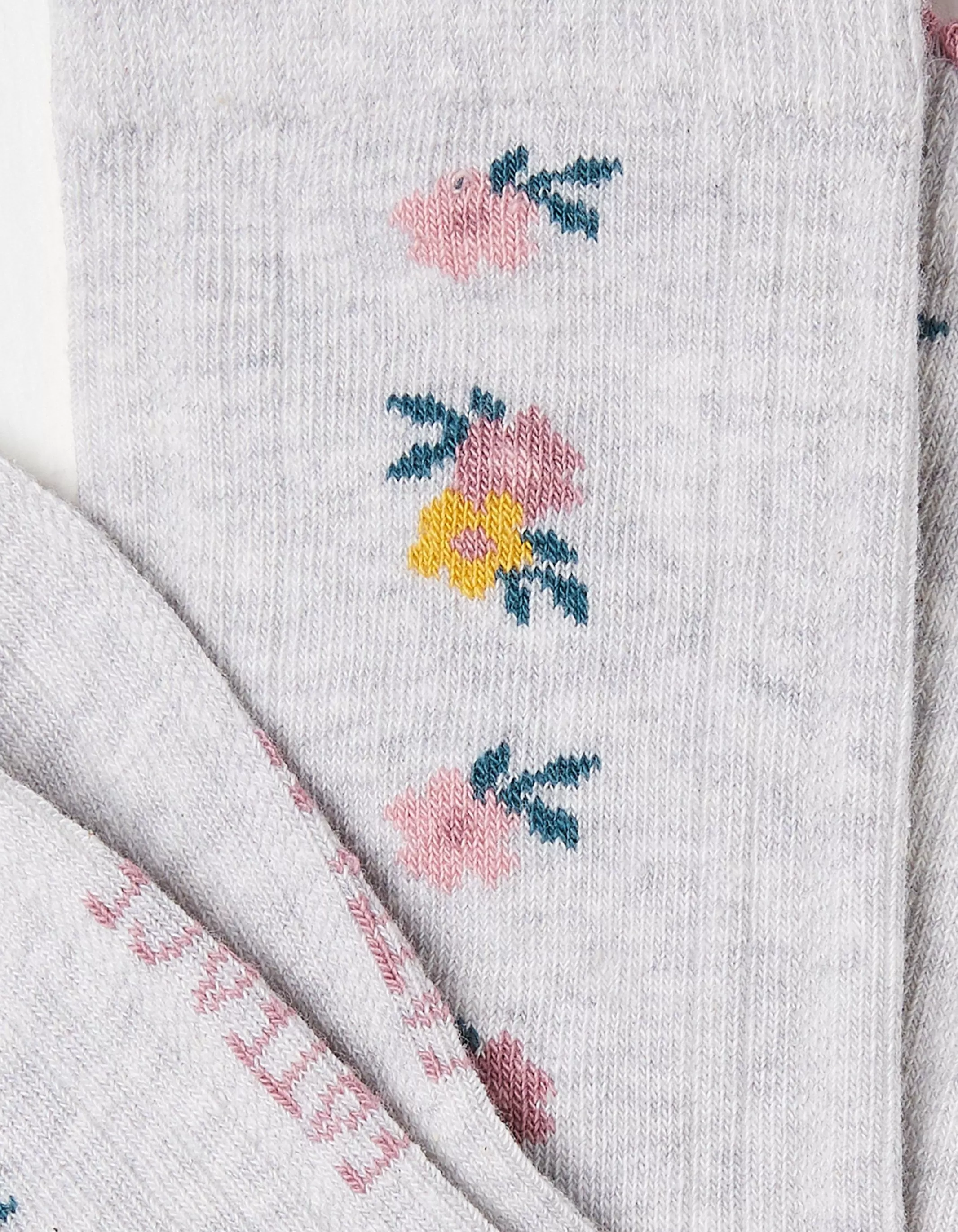 Online FatFace 1 Pack Flower Chain Socks Light Grey Marl