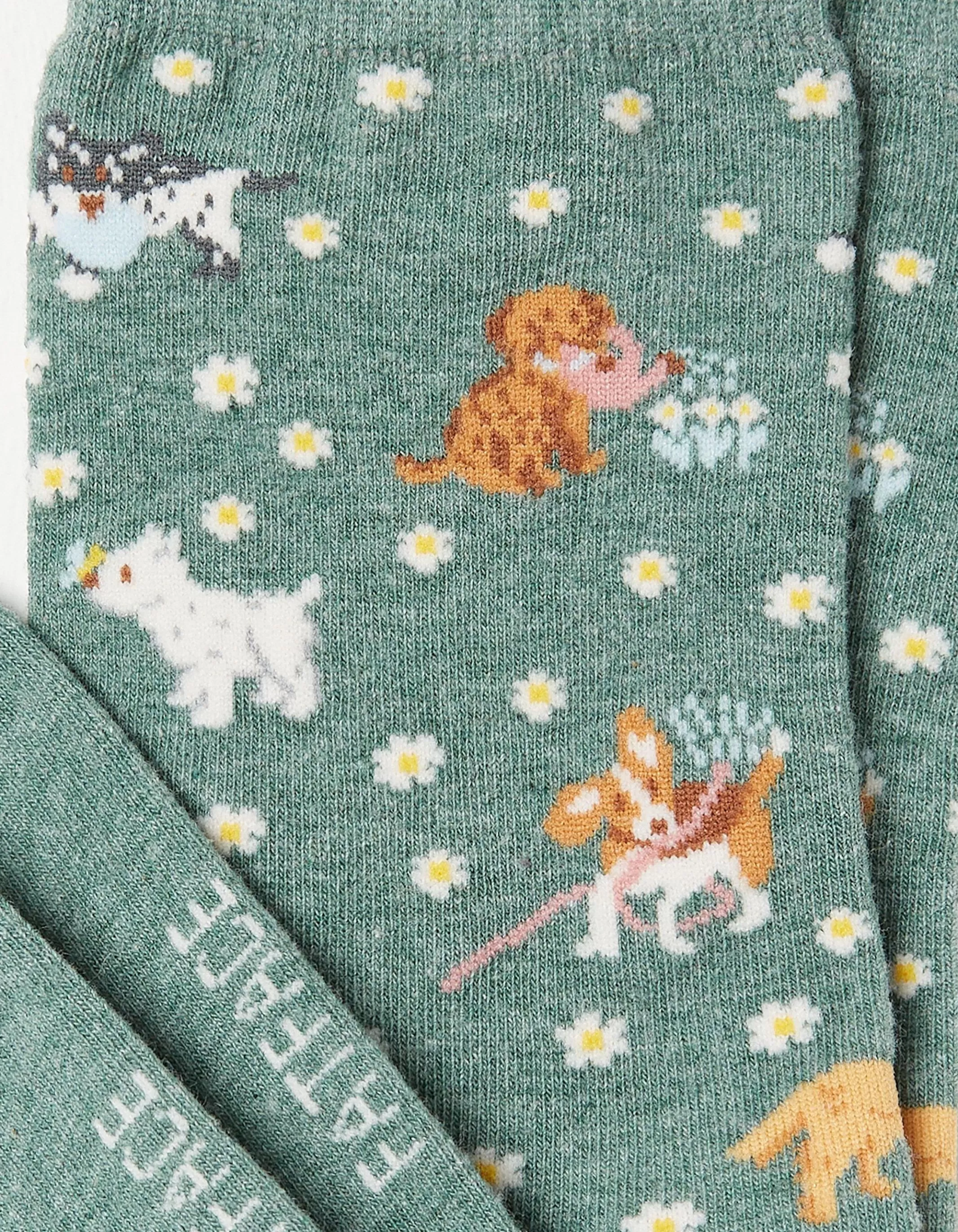 Online FatFace 1 Pack Garden Dogs Socks Green Marl