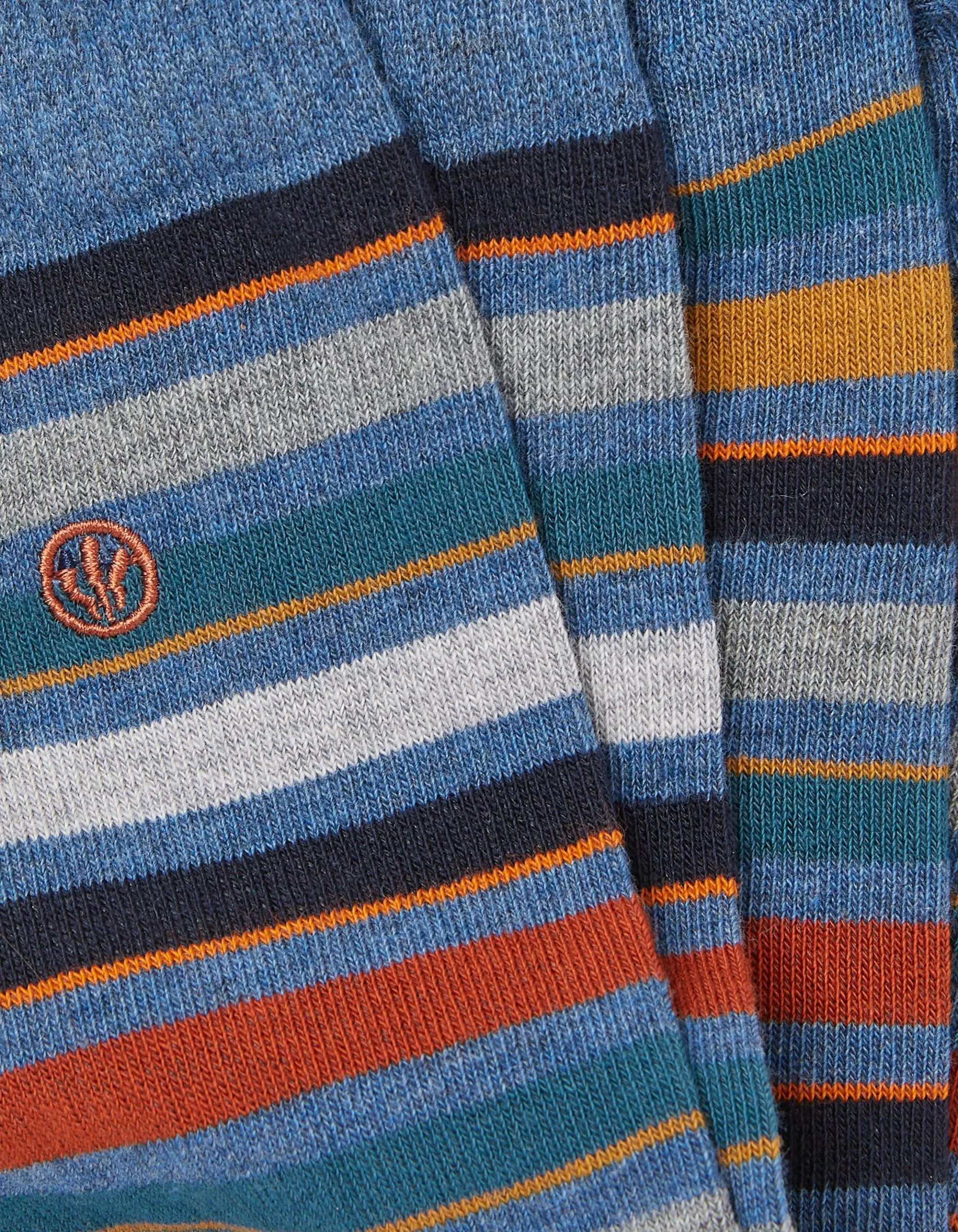 Best FatFace 1 Pack Guz Multi Stripe Socks Blue Marl