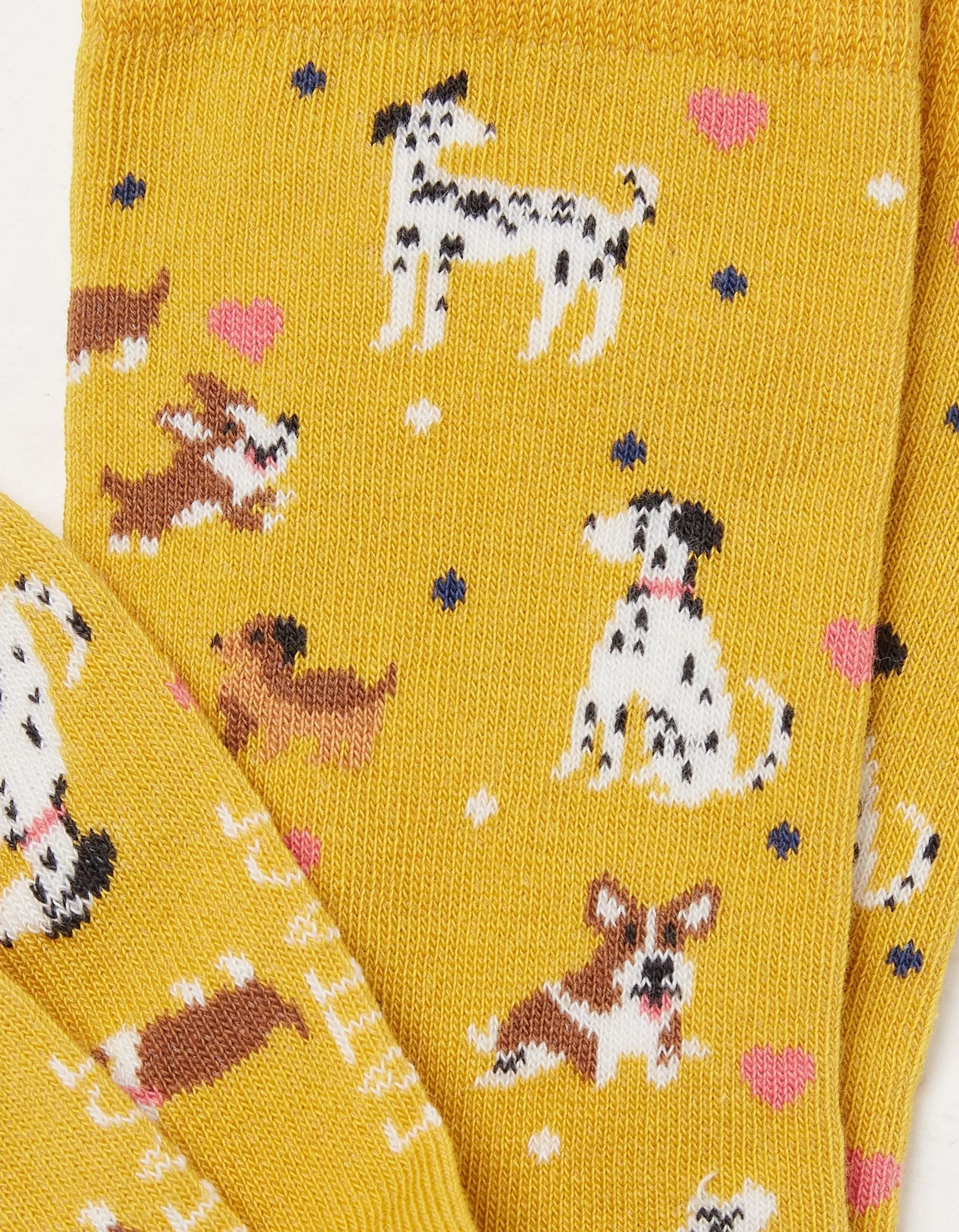 Shop FatFace 1 Pack Happy Dogs Socks Mustard Yellow