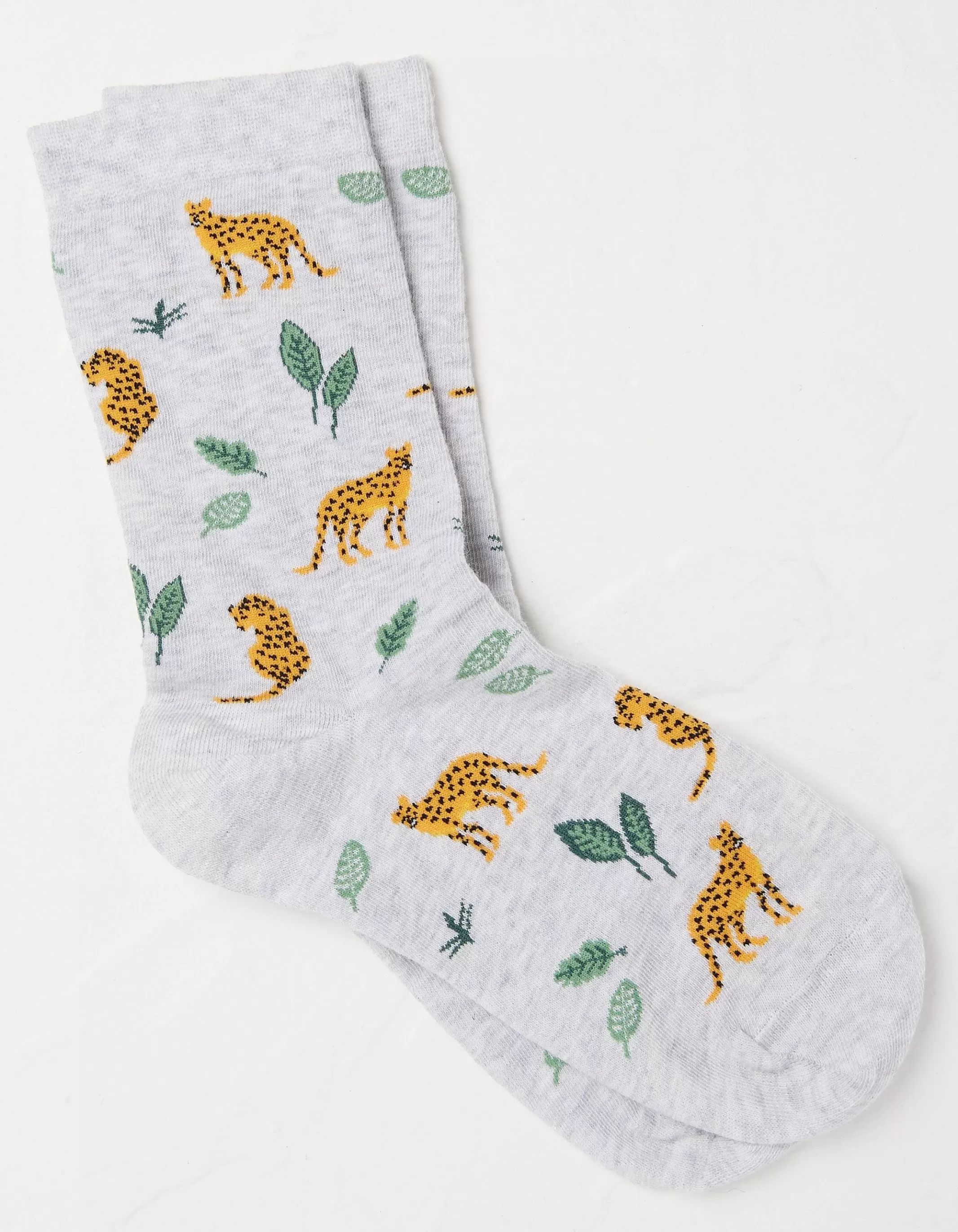 Hot FatFace 1 Pack Jungle Leopard Socks Grey Marl