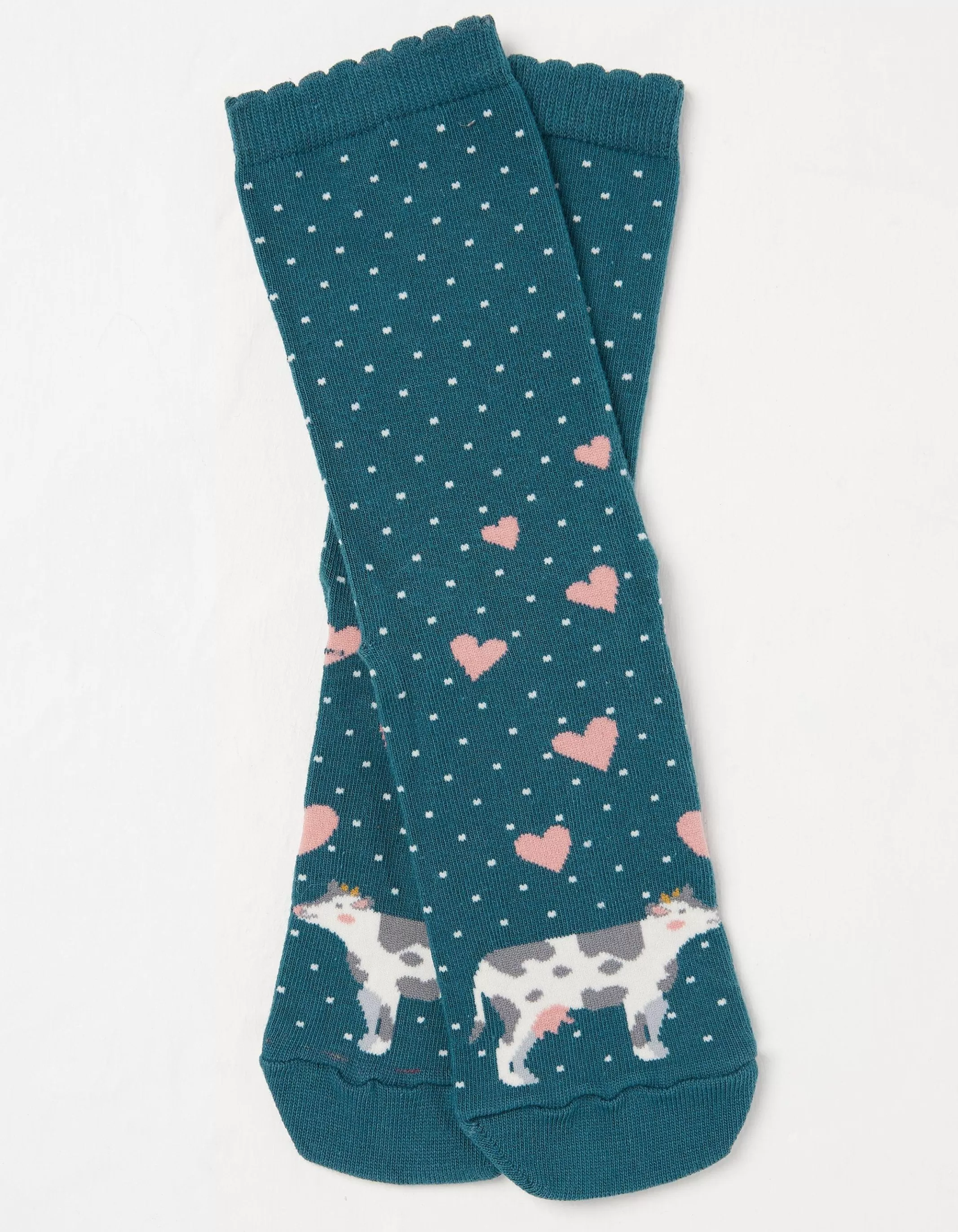 Sale FatFace 1 Pack Kissing Cows Socks Teal Green