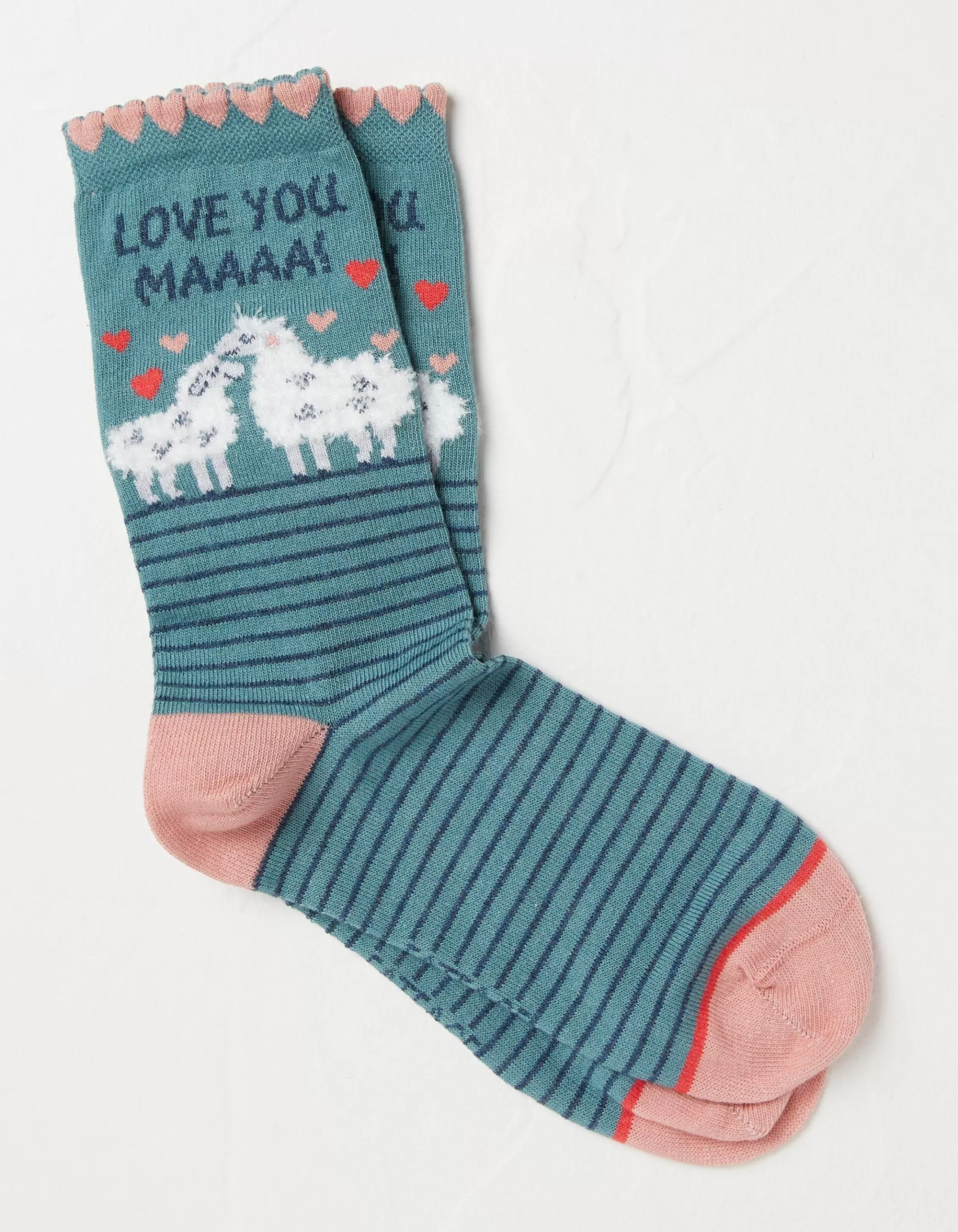Cheap FatFace 1 Pack Love You Ma Socks Light Teal Green