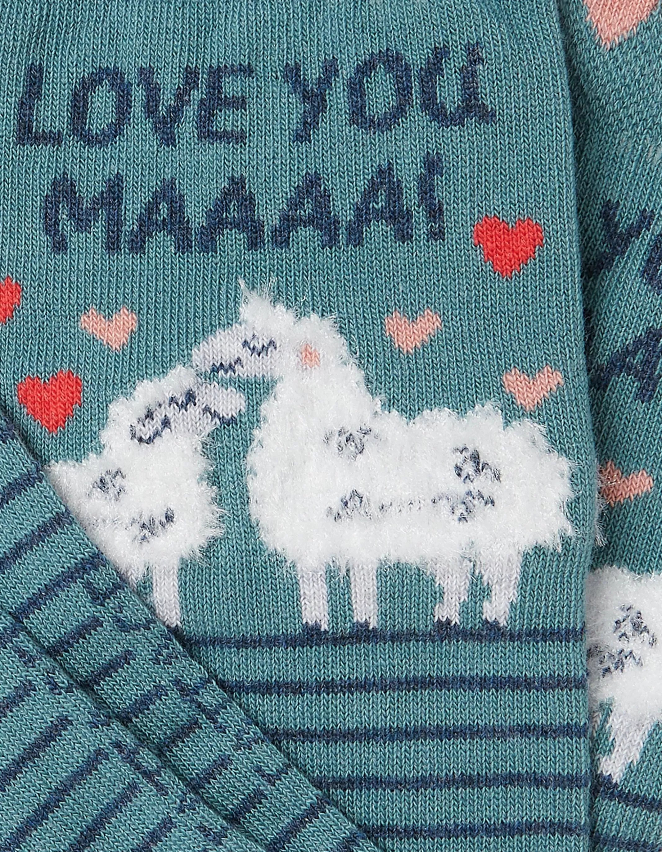 Cheap FatFace 1 Pack Love You Ma Socks Light Teal Green