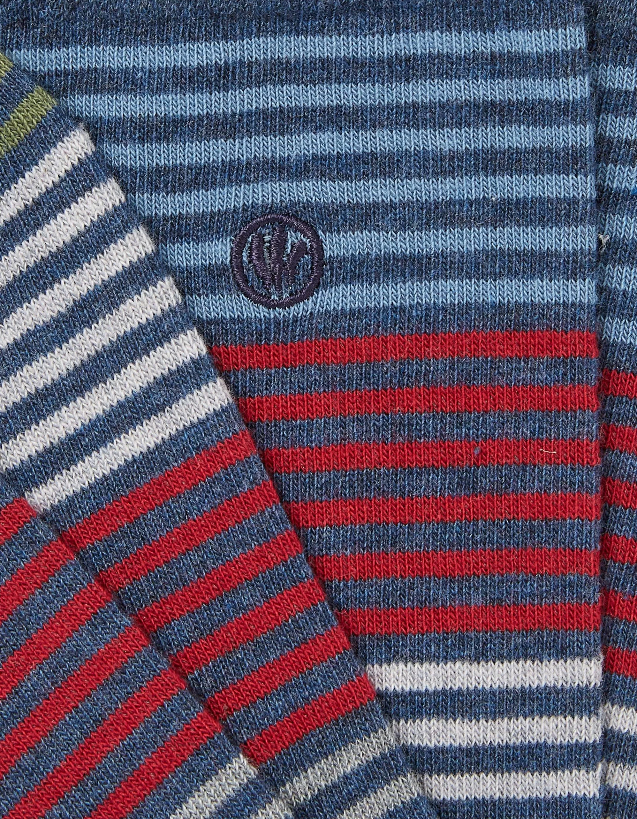 Online FatFace 1 Pack Lucien Stripe Socks Blue Marl