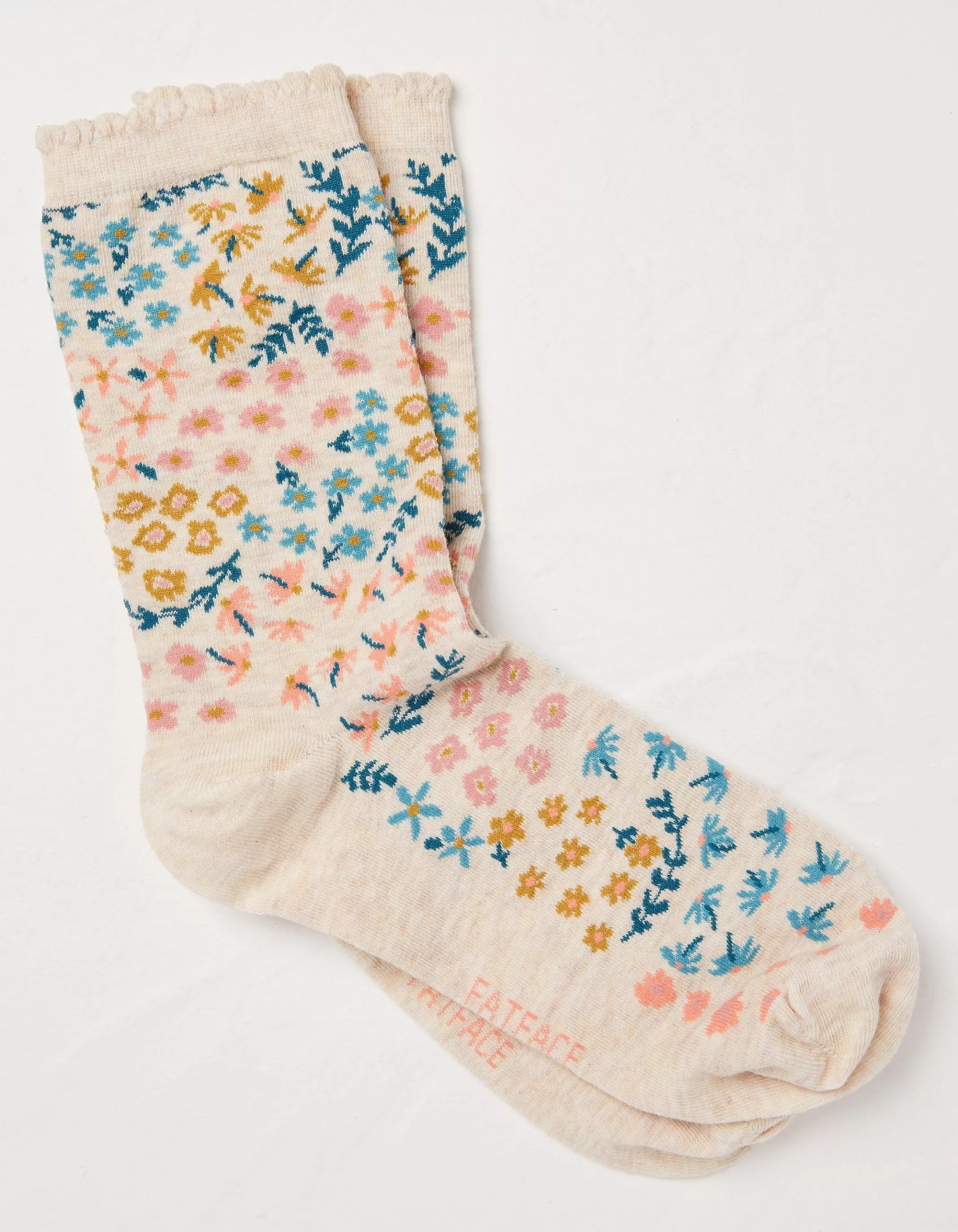 Shop FatFace 1 Pack Meadow Floral Socks Oatmeal