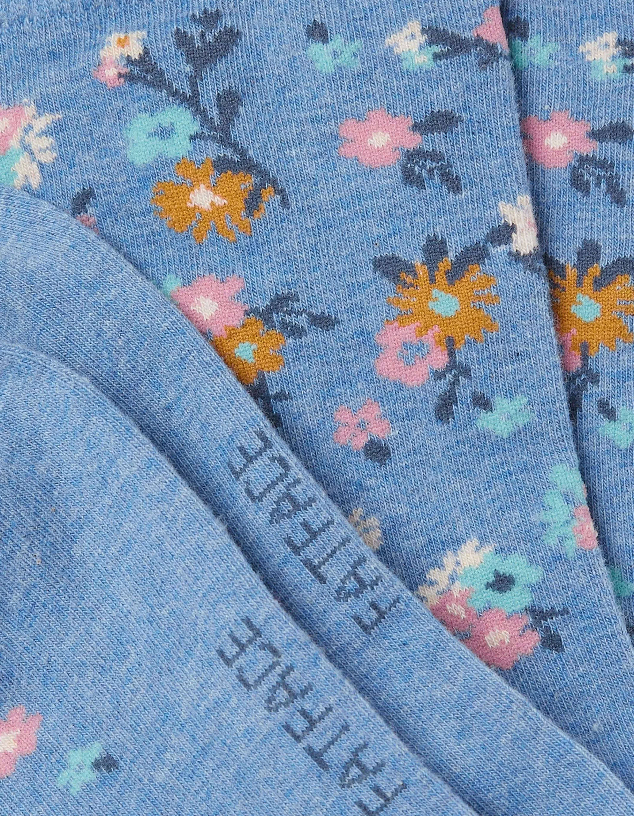 Clearance FatFace 1 Pack Pop Floral Socks Light Blue