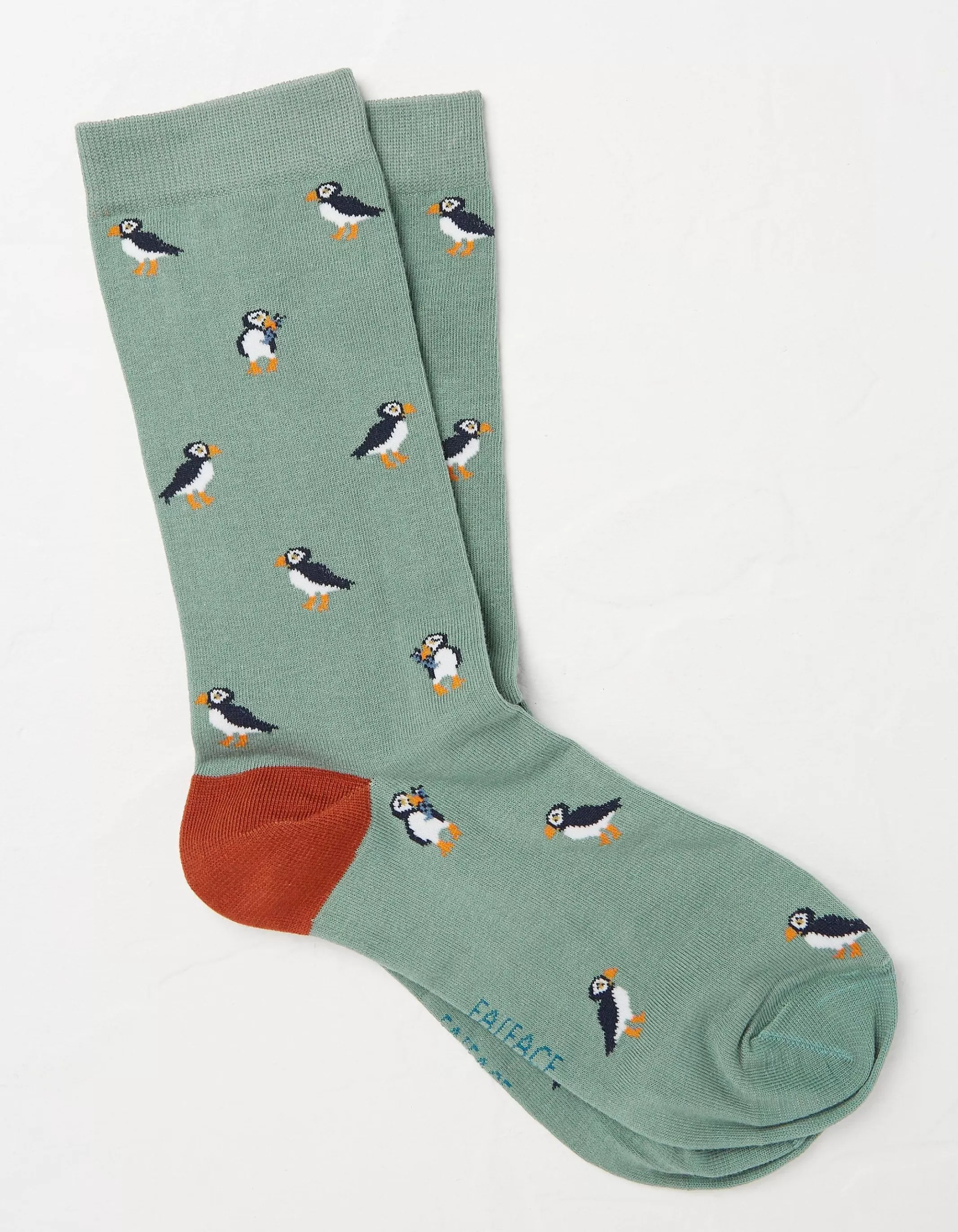 Online FatFace 1 Pack Puffin Socks Light Green