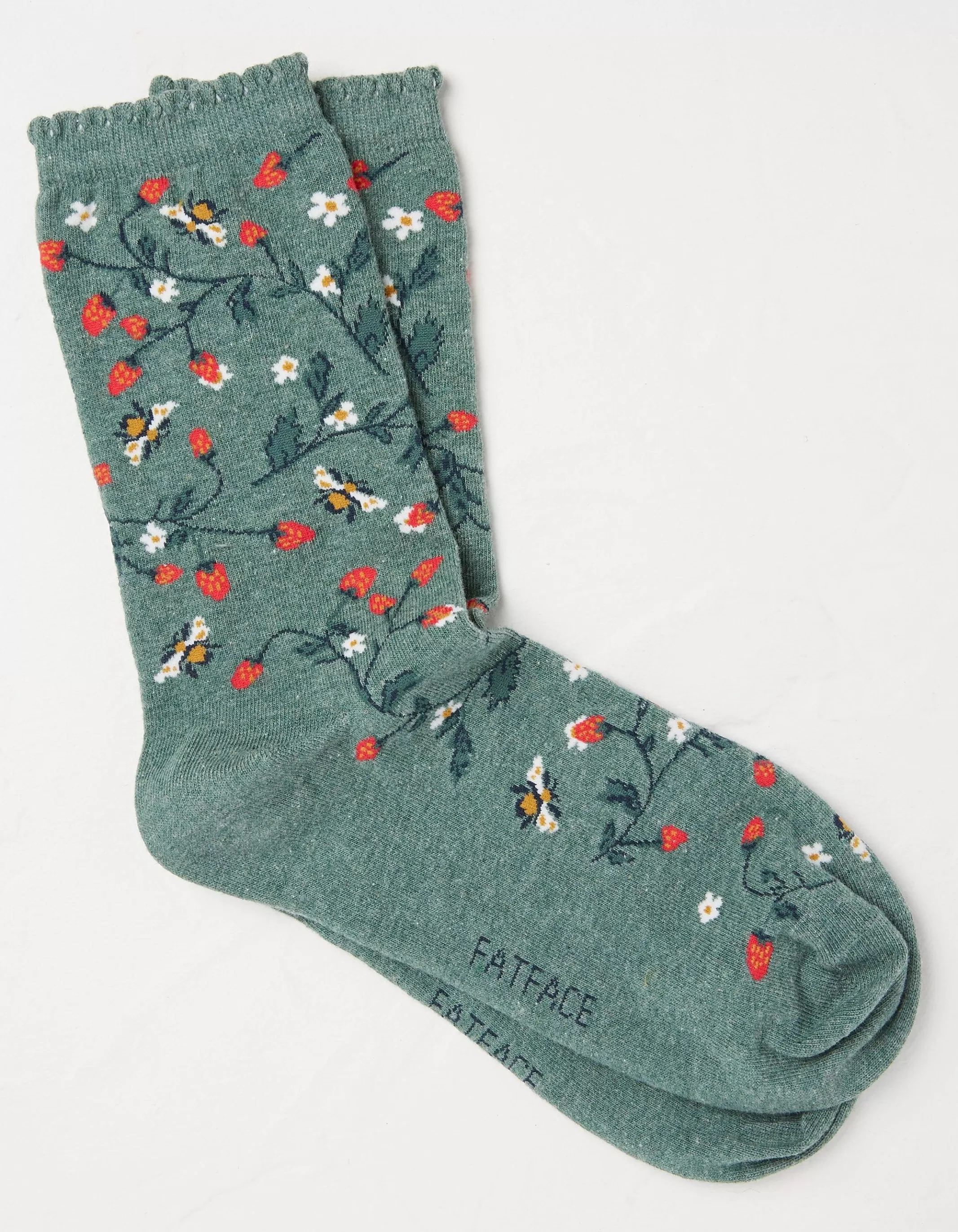 Sale FatFace 1 Pack Strawberry Bee Socks Green Marl