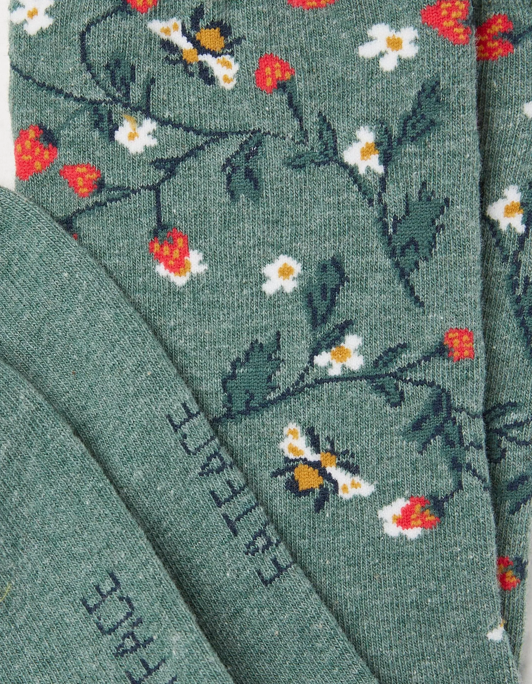 Sale FatFace 1 Pack Strawberry Bee Socks Green Marl