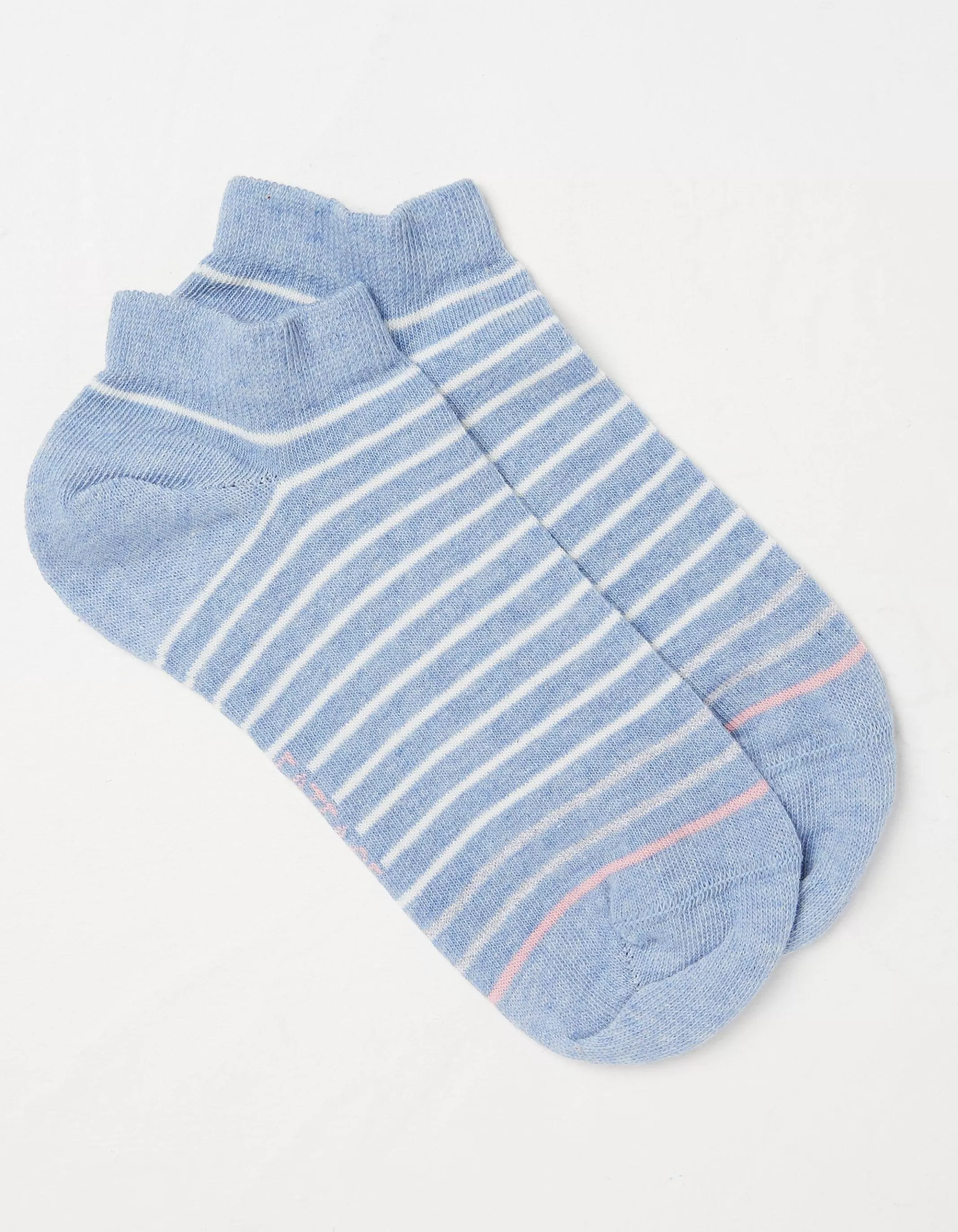 Flash Sale FatFace 1 Pack Stripe Trainer Socks Light Blue Marl