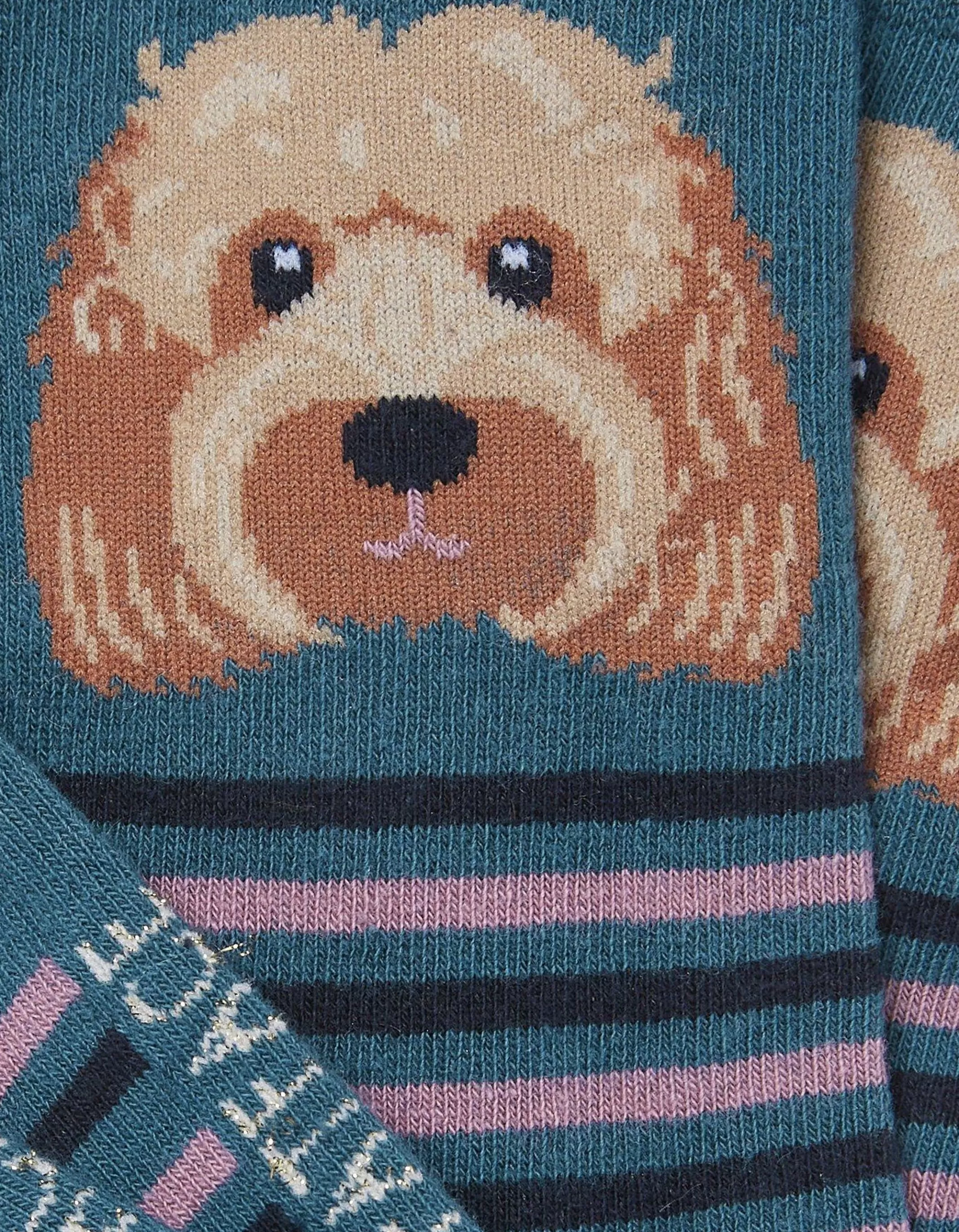 Store FatFace 1 Pack Striped Dog Socks Teal Green