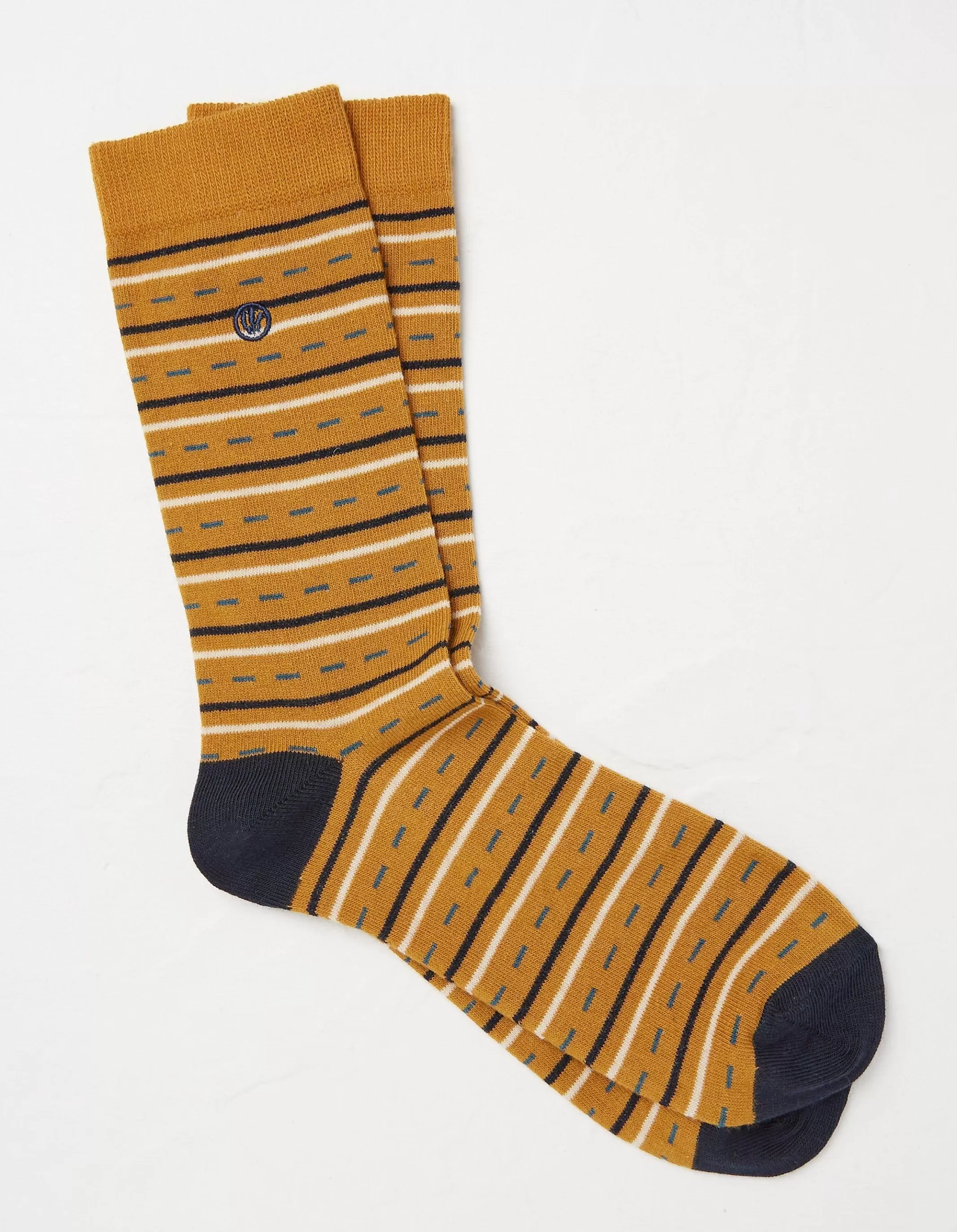 Store FatFace 1 Pack Stuart Fine Stripe Socks Mustard Yellow