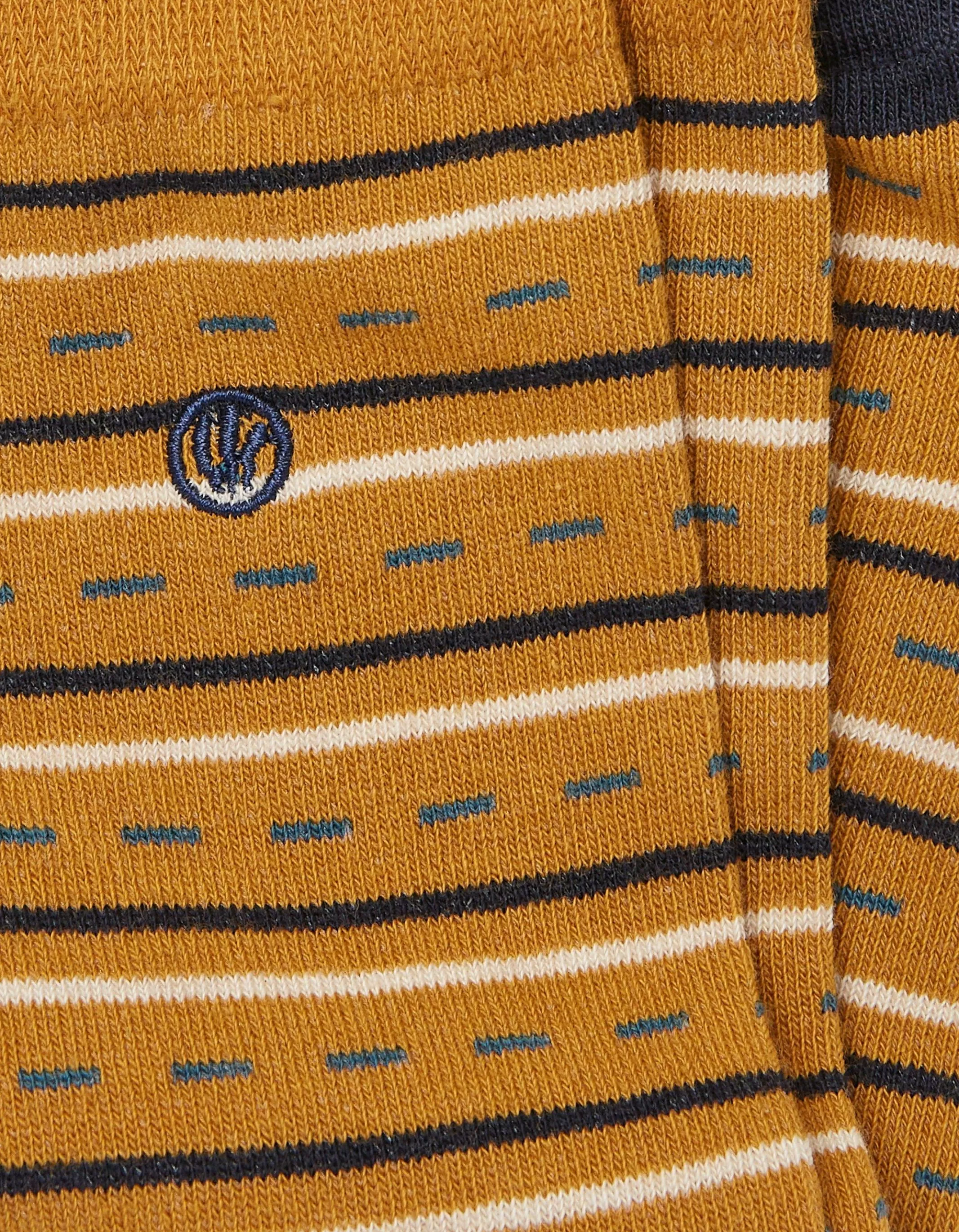 Store FatFace 1 Pack Stuart Fine Stripe Socks Mustard Yellow