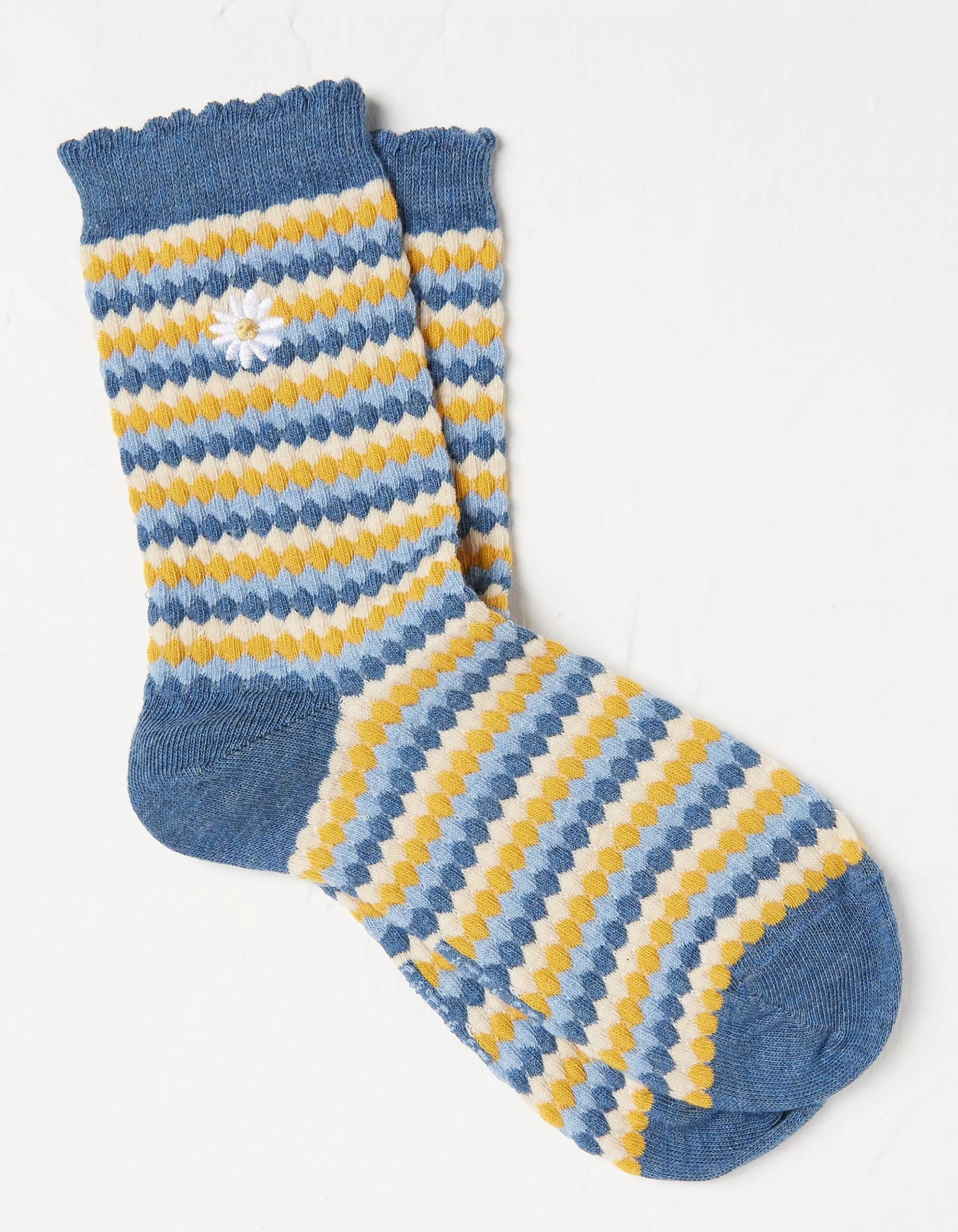Flash Sale FatFace 1 Pack Textured Daisy Socks Navy Marl