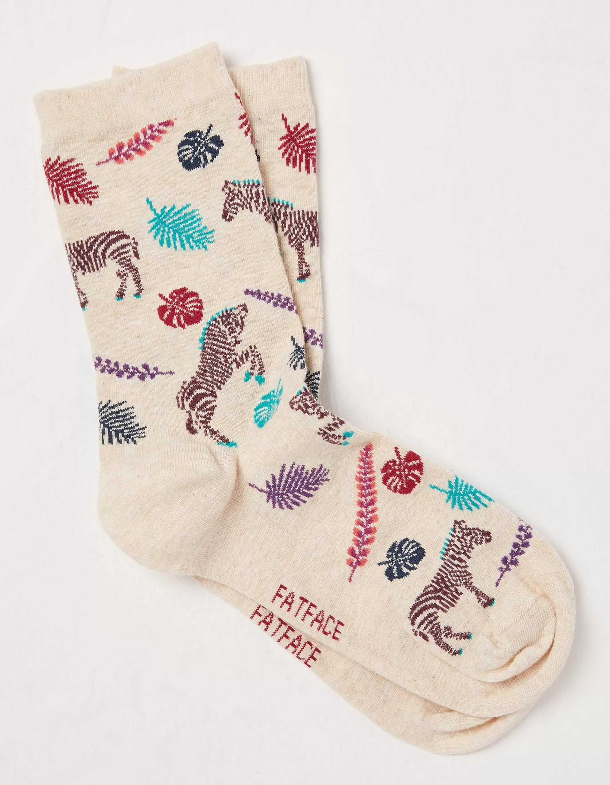 Shop FatFace 1 Pack Tropical Zebra Socks Oatmeal