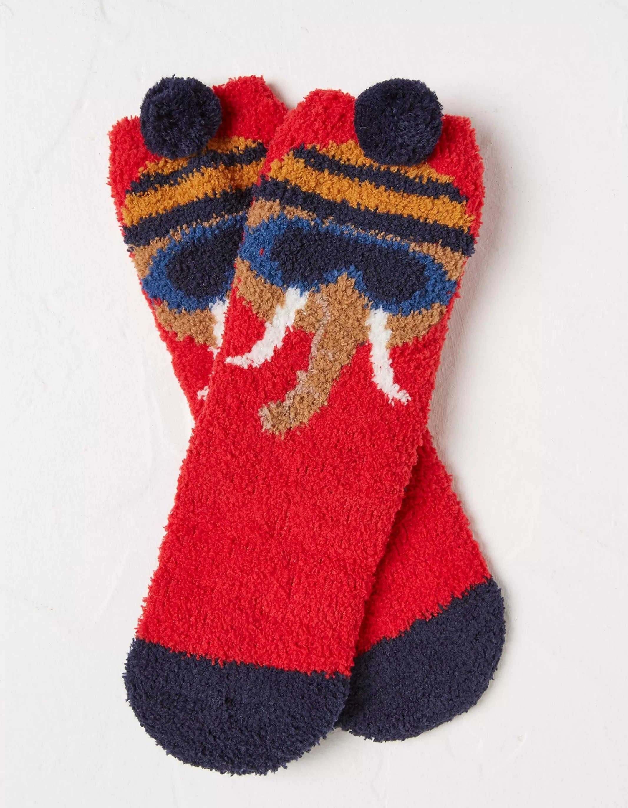 Shop FatFace 1 Pack Wilfred Woolly Mammoth Fluffy Socks Cherry Red