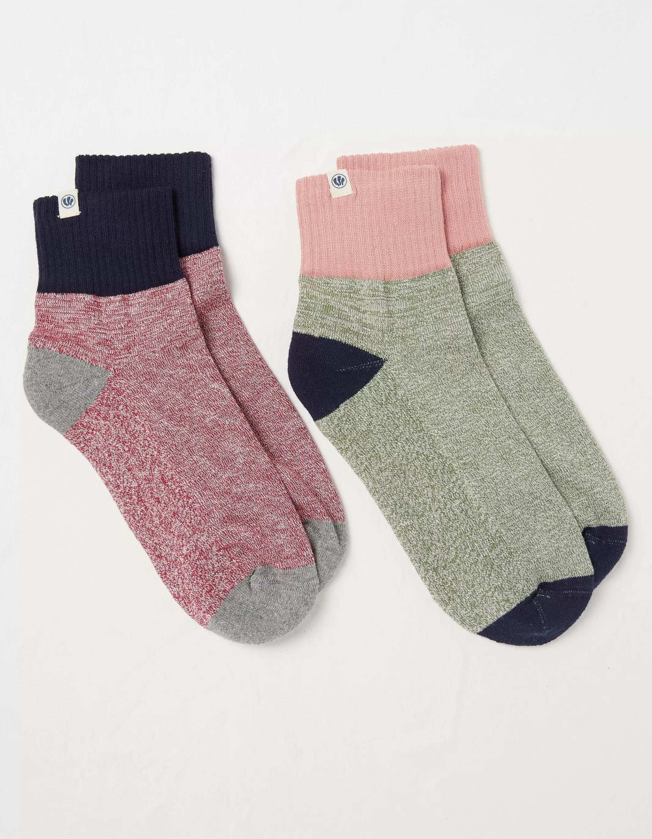 Cheap FatFace 2 Pack Colourblock Outdoor Boot Socks Green