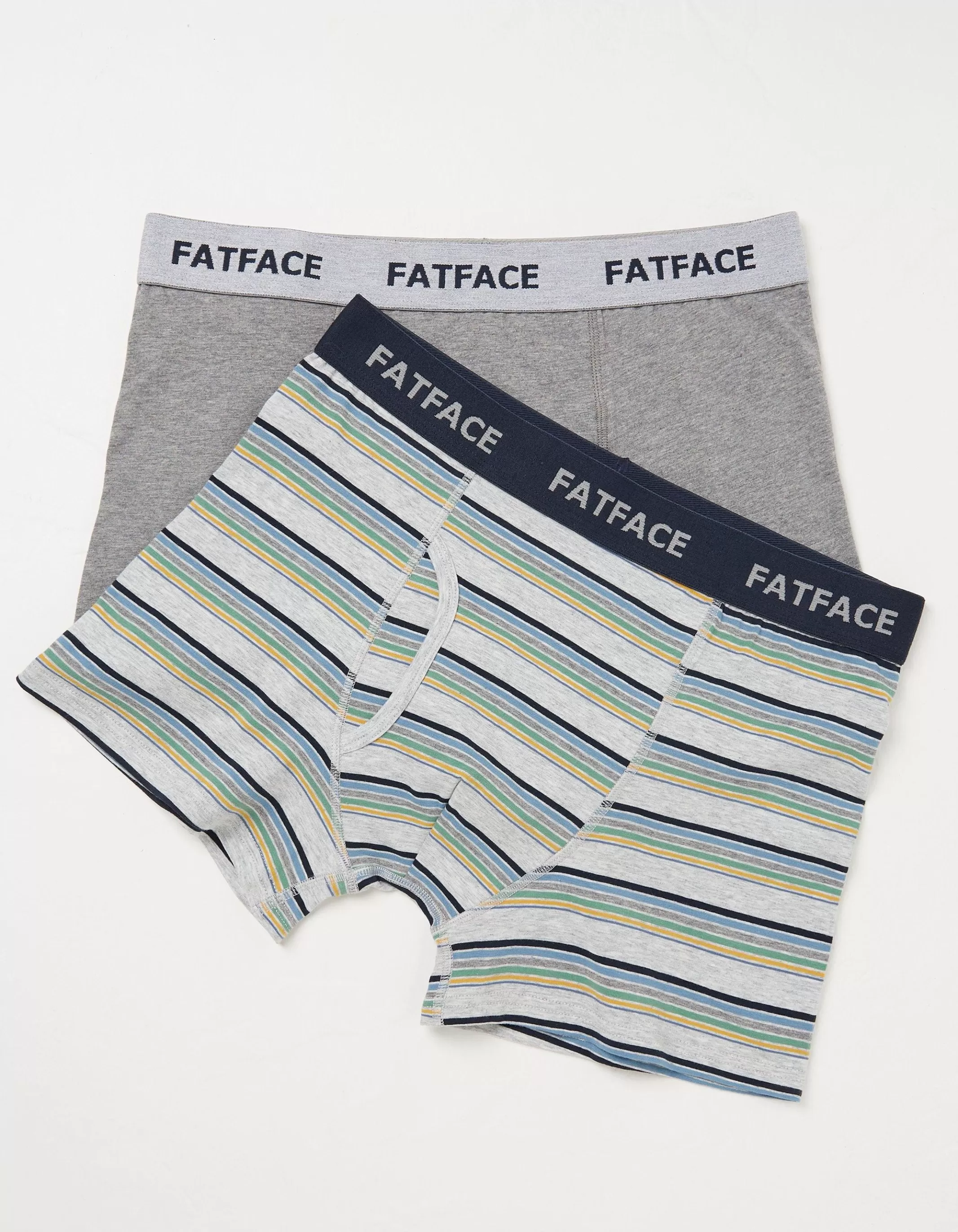 Shop FatFace 2 Pack Eype Stripe Boxers Grey Marl