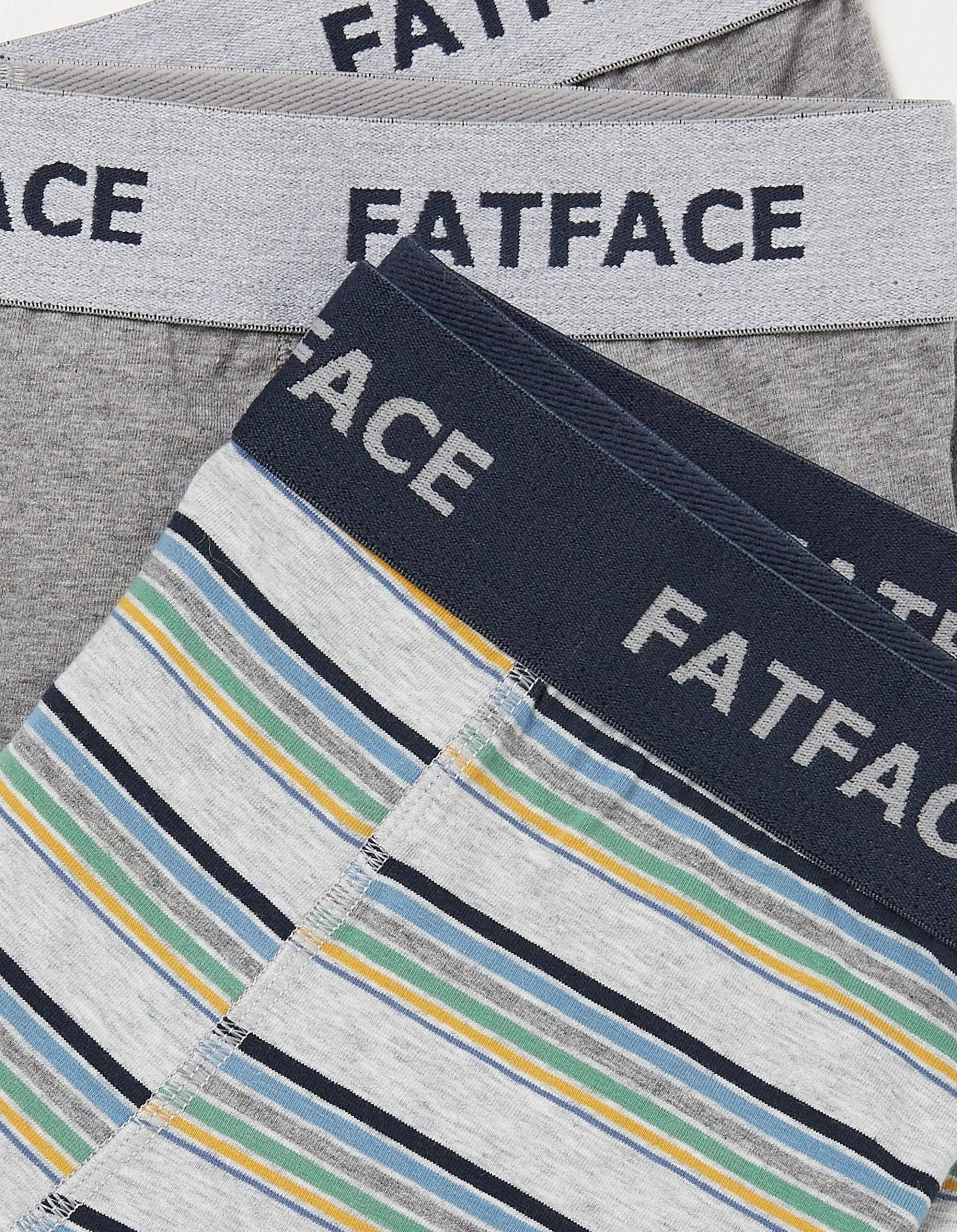 Shop FatFace 2 Pack Eype Stripe Boxers Grey Marl