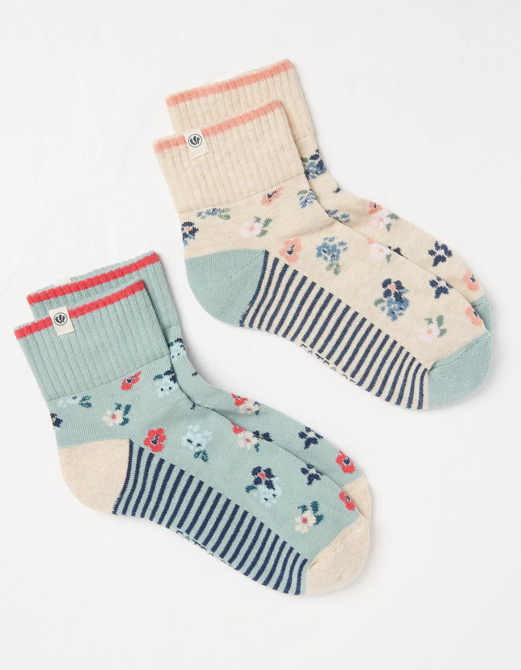 Flash Sale FatFace 2 Pack Floral Outdoor Boot Socks Green Haze