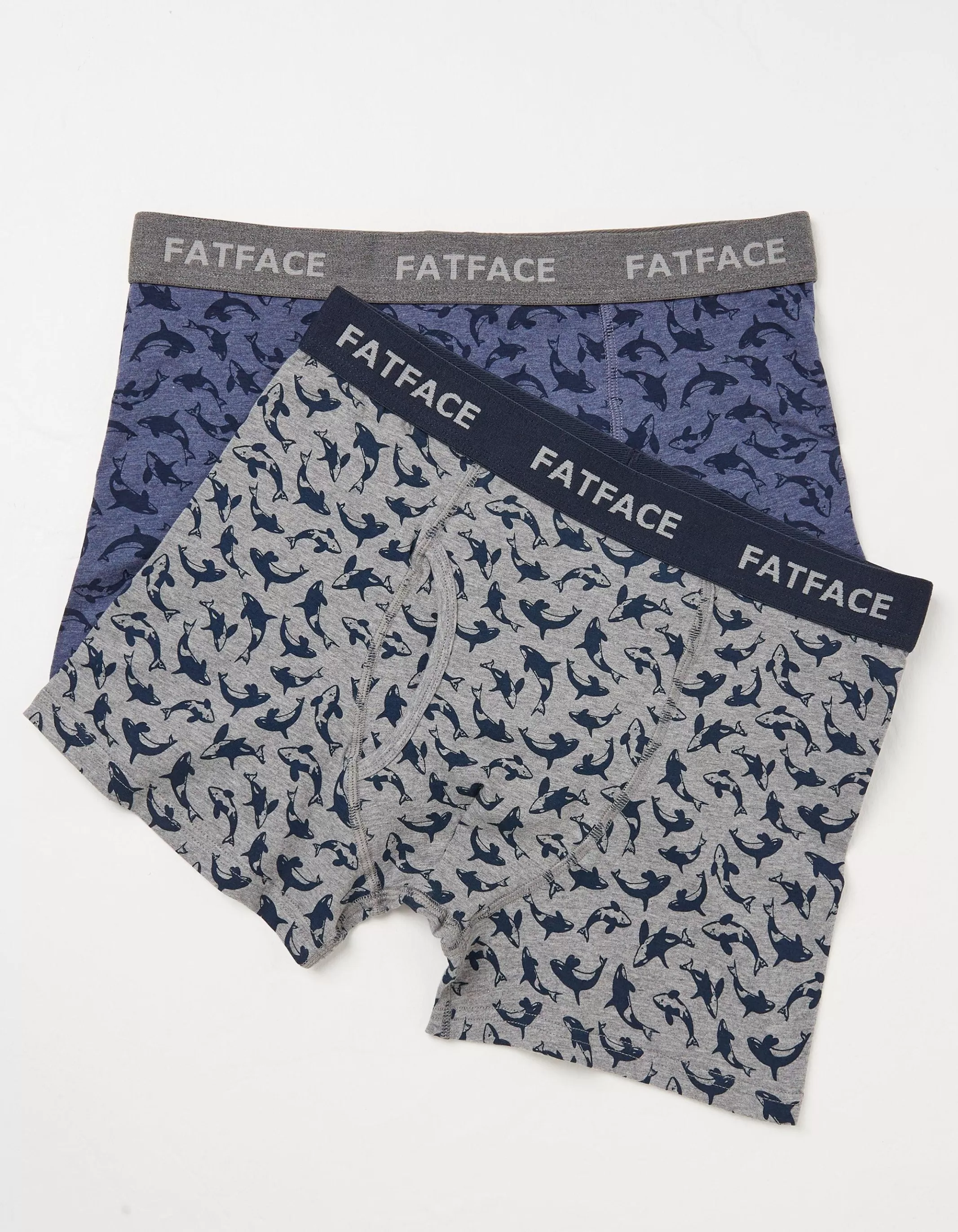 Online FatFace 2 Pack Killer Whale Boxers Blue Marl