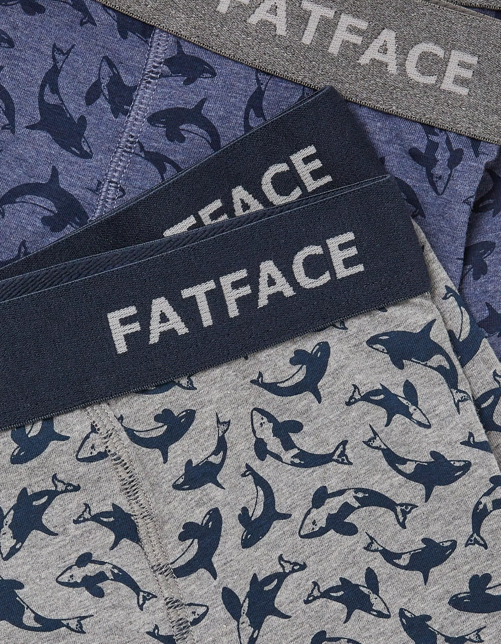 Online FatFace 2 Pack Killer Whale Boxers Blue Marl