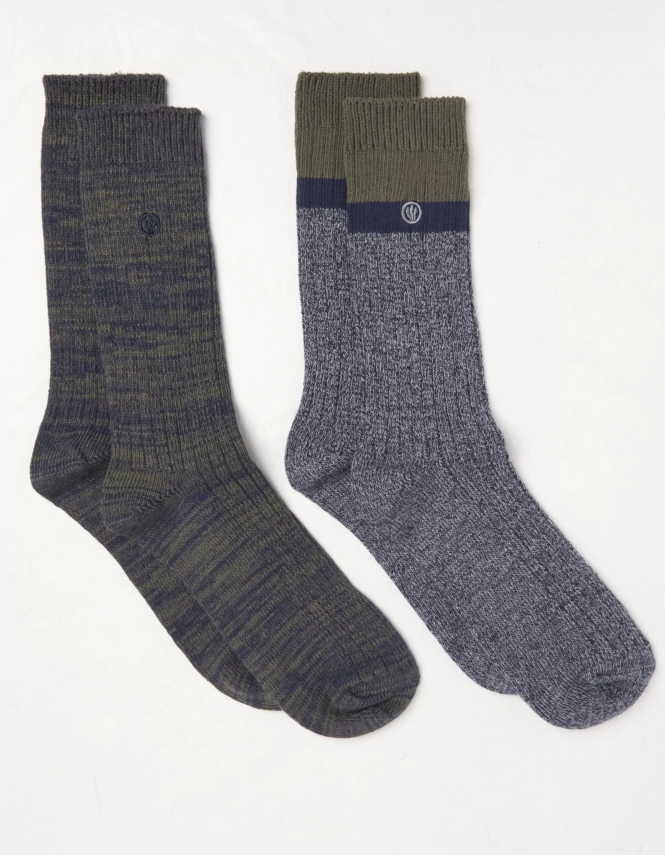 Clearance FatFace 2 Pack Nathan Boot Socks Khaki Marl