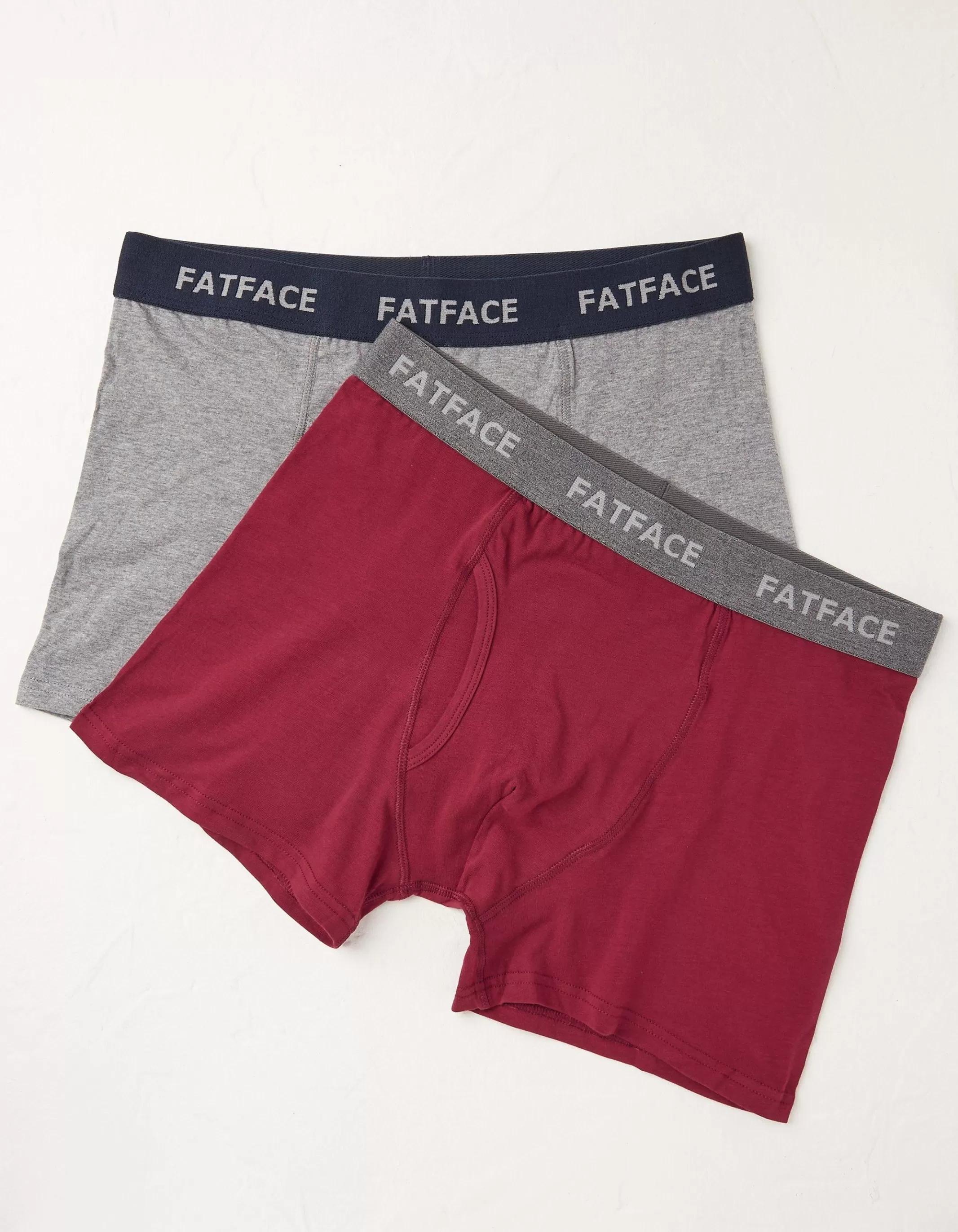 Best FatFace 2 Pack Plain Boxers Burgundy