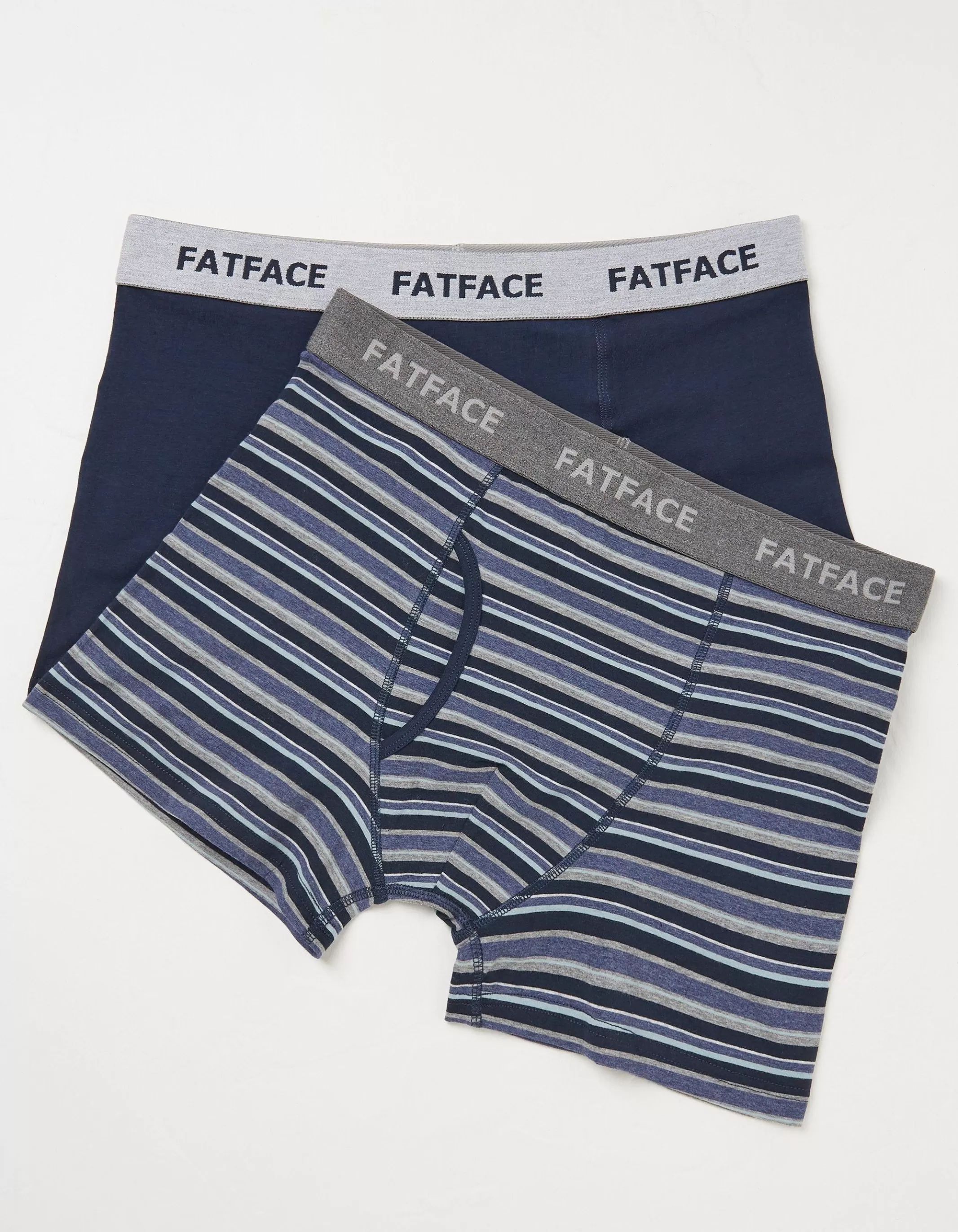 Cheap FatFace 2 Pack West Bay Stripe Boxers Navy