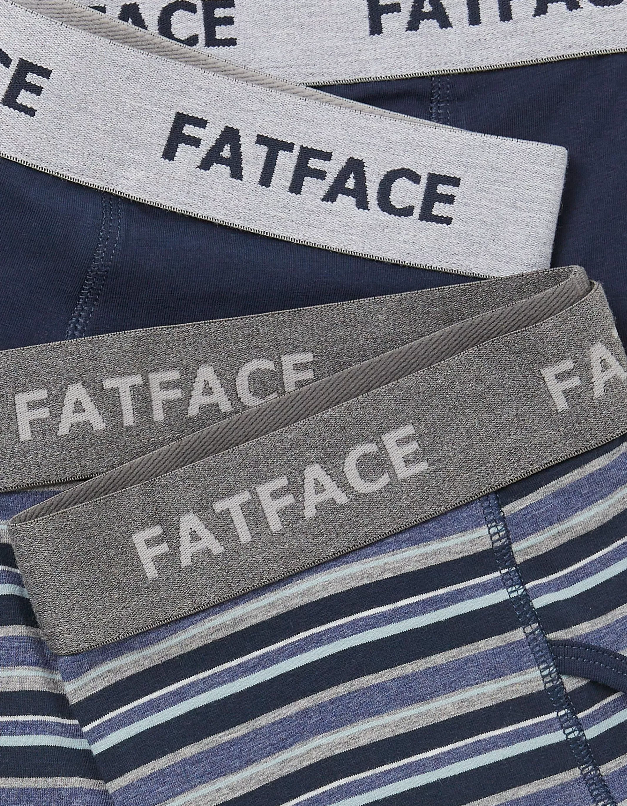 Cheap FatFace 2 Pack West Bay Stripe Boxers Navy