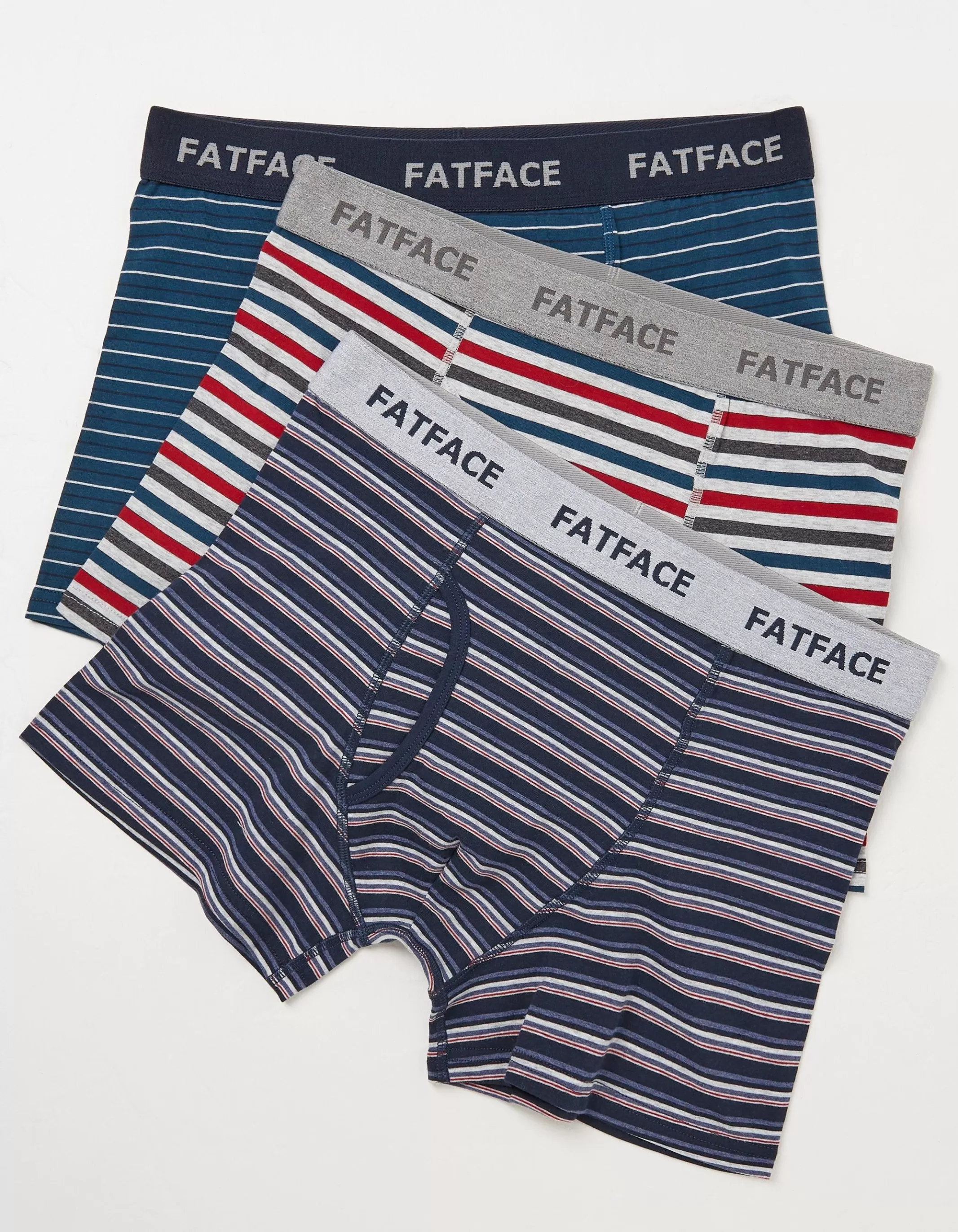 Outlet FatFace 3 Pack Chesil Stripe Boxers Navy
