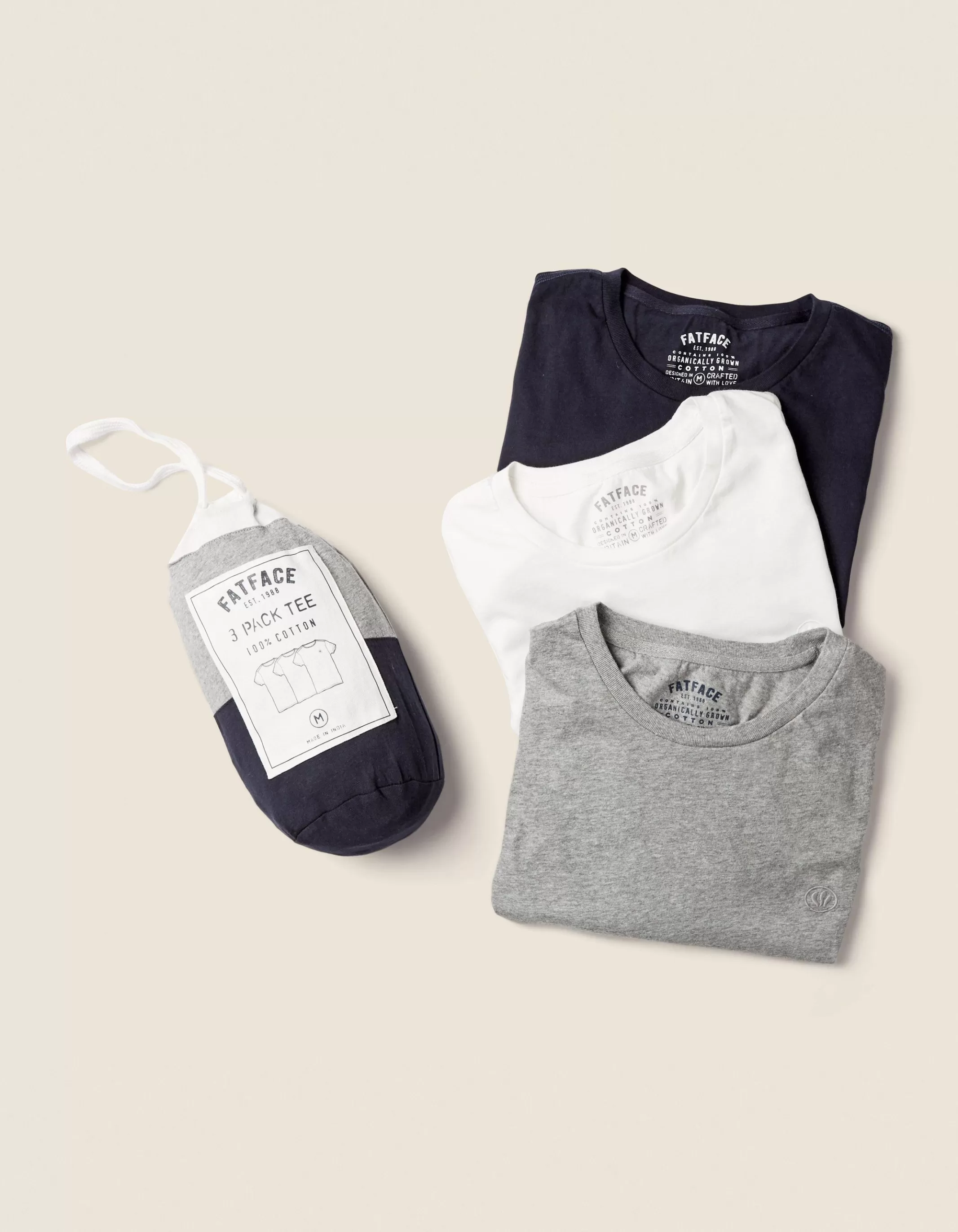 Discount FatFace 3 Pack Cotton T-Shirts Navy
