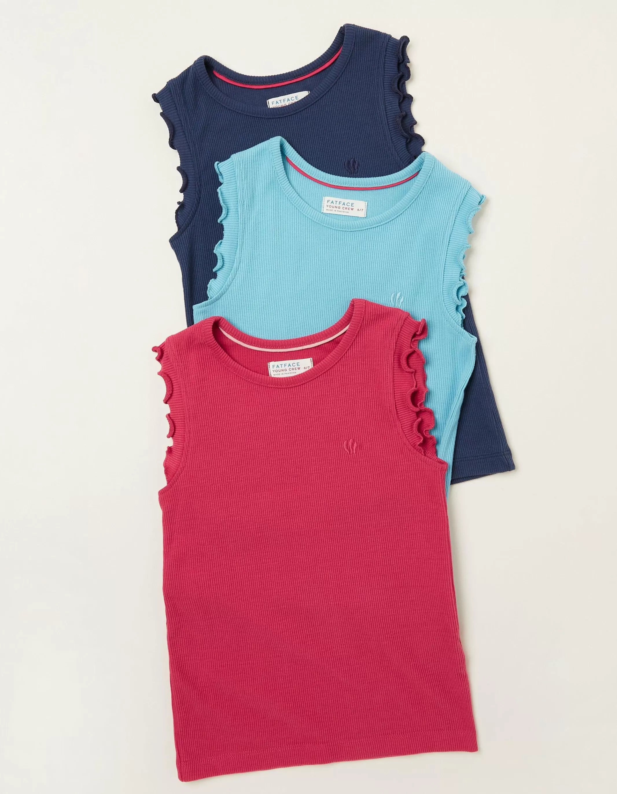 Fashion FatFace 3 Pack Rib Jersey Vests Navy