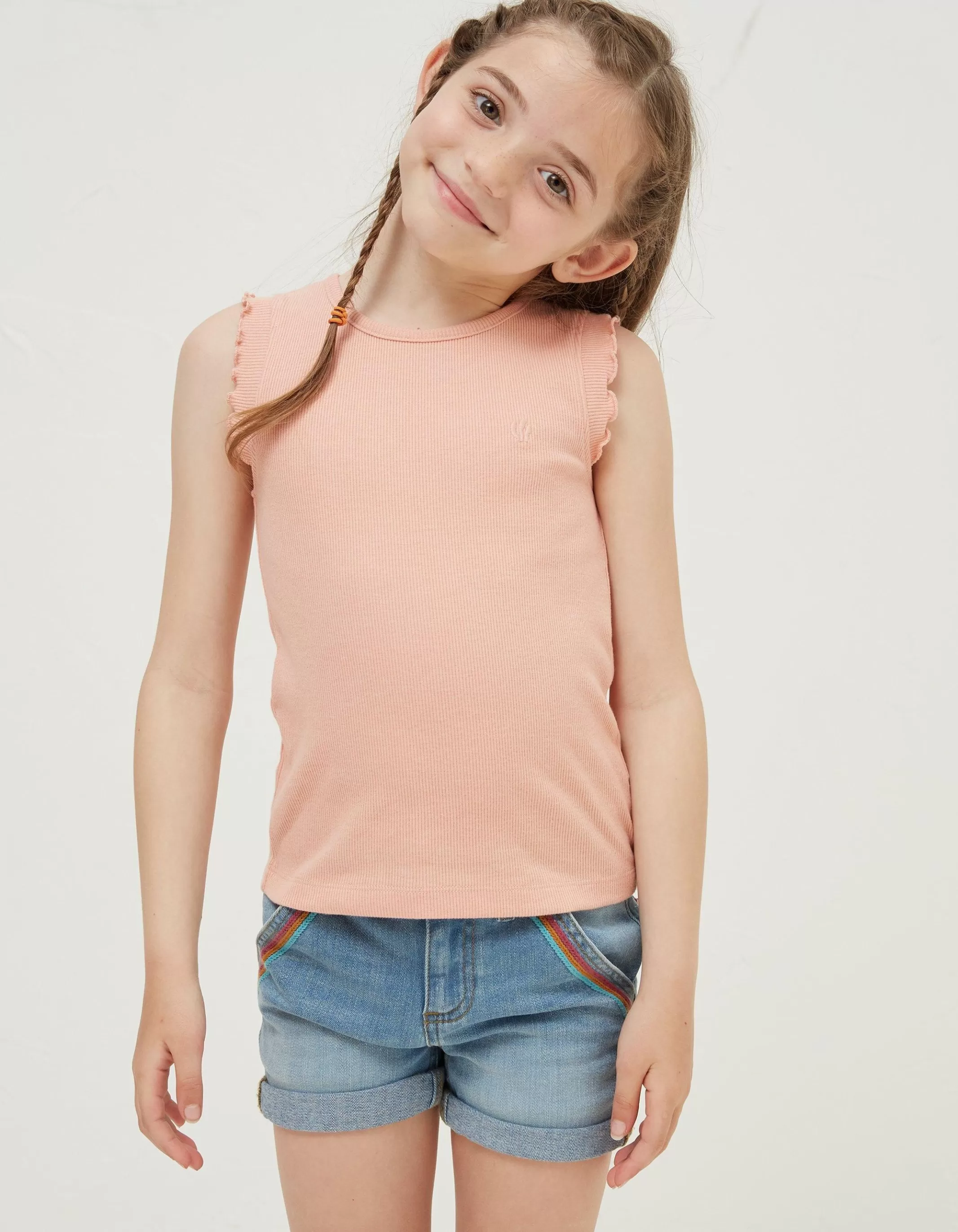 Online FatFace 3 Pack Rib Jersey Vests Coral