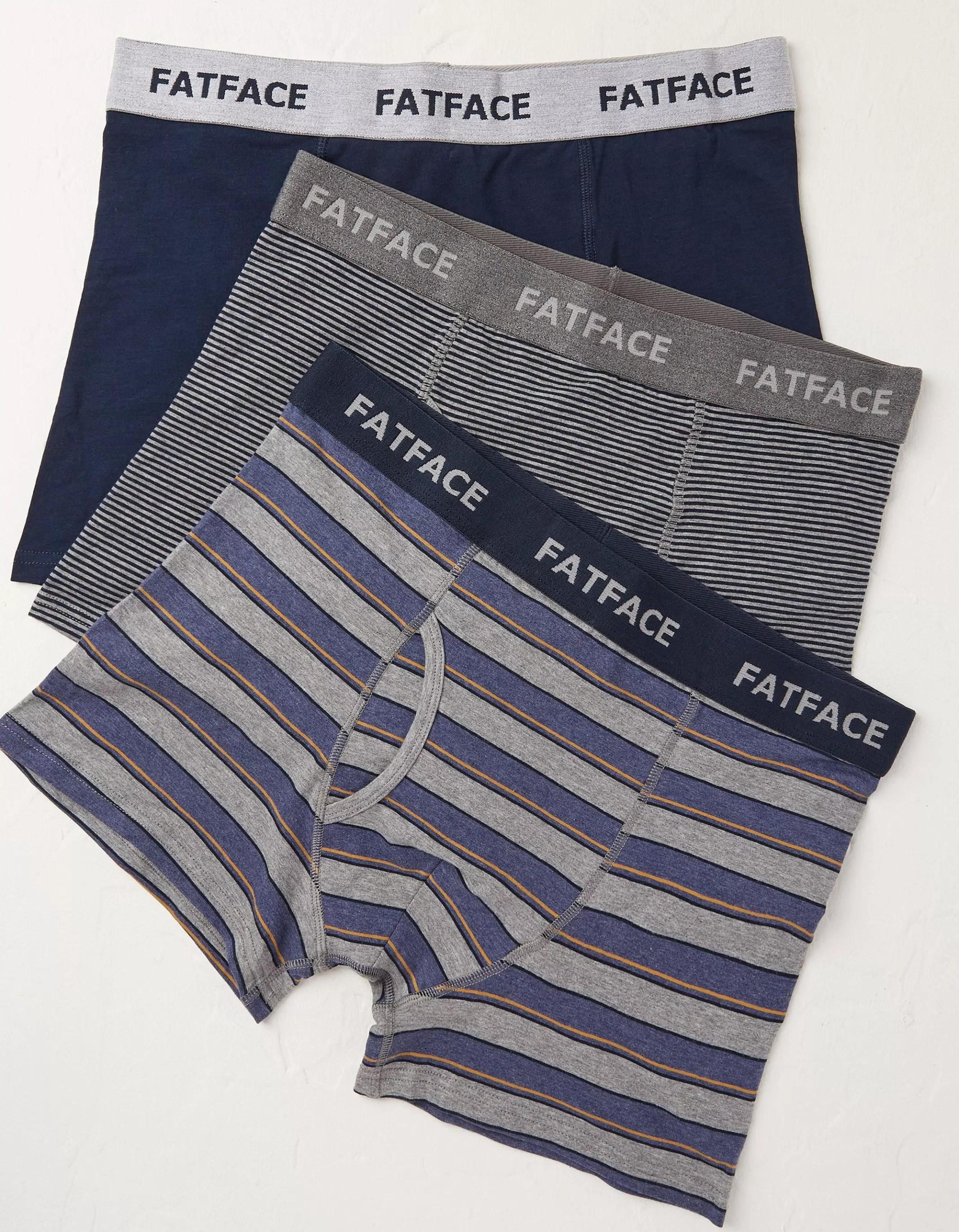 Sale FatFace 3 Pack Stockbridge Stripe Boxers Navy