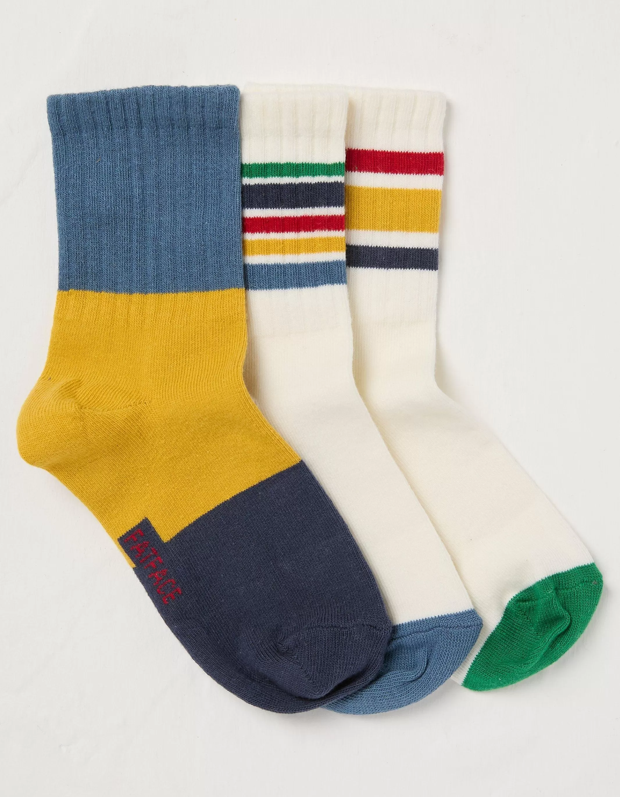 Outlet FatFace 3 Pack Stripe Sport Socks Multi