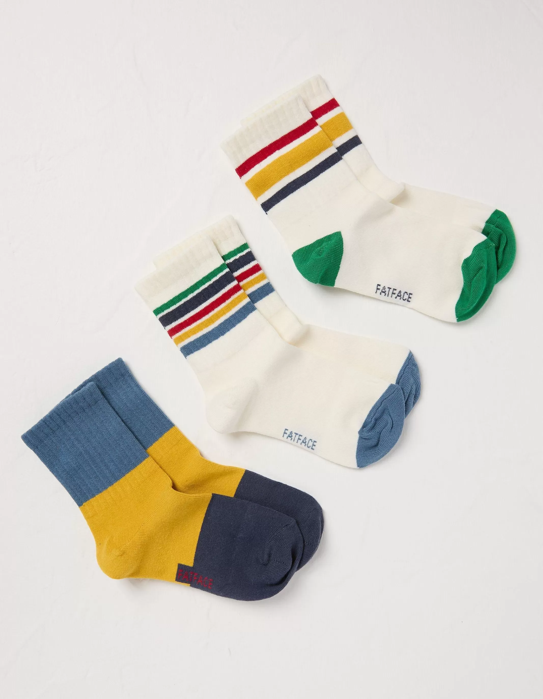 Outlet FatFace 3 Pack Stripe Sport Socks Multi